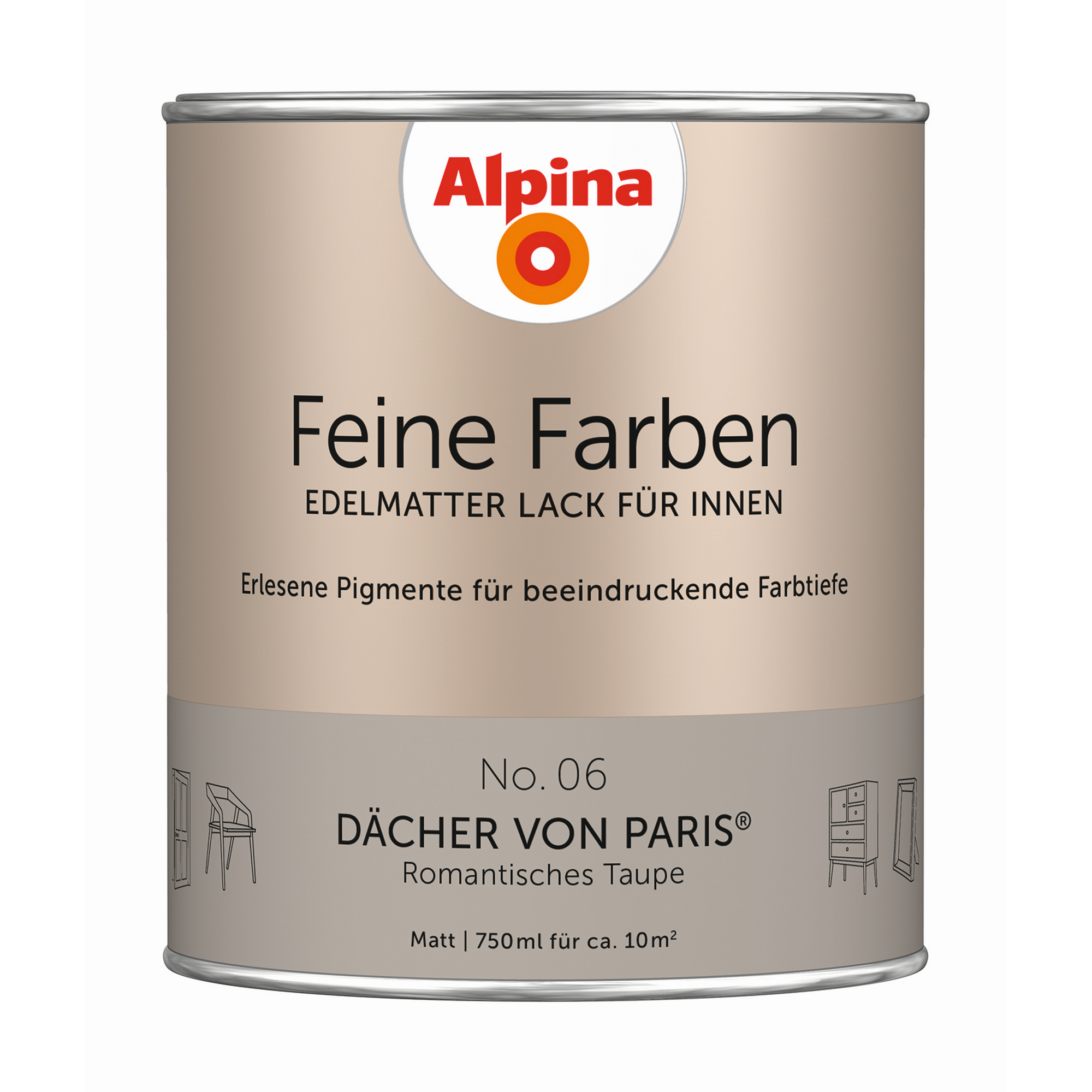 Feine Farben 'Dächer von Paris' taupe matt 750 ml