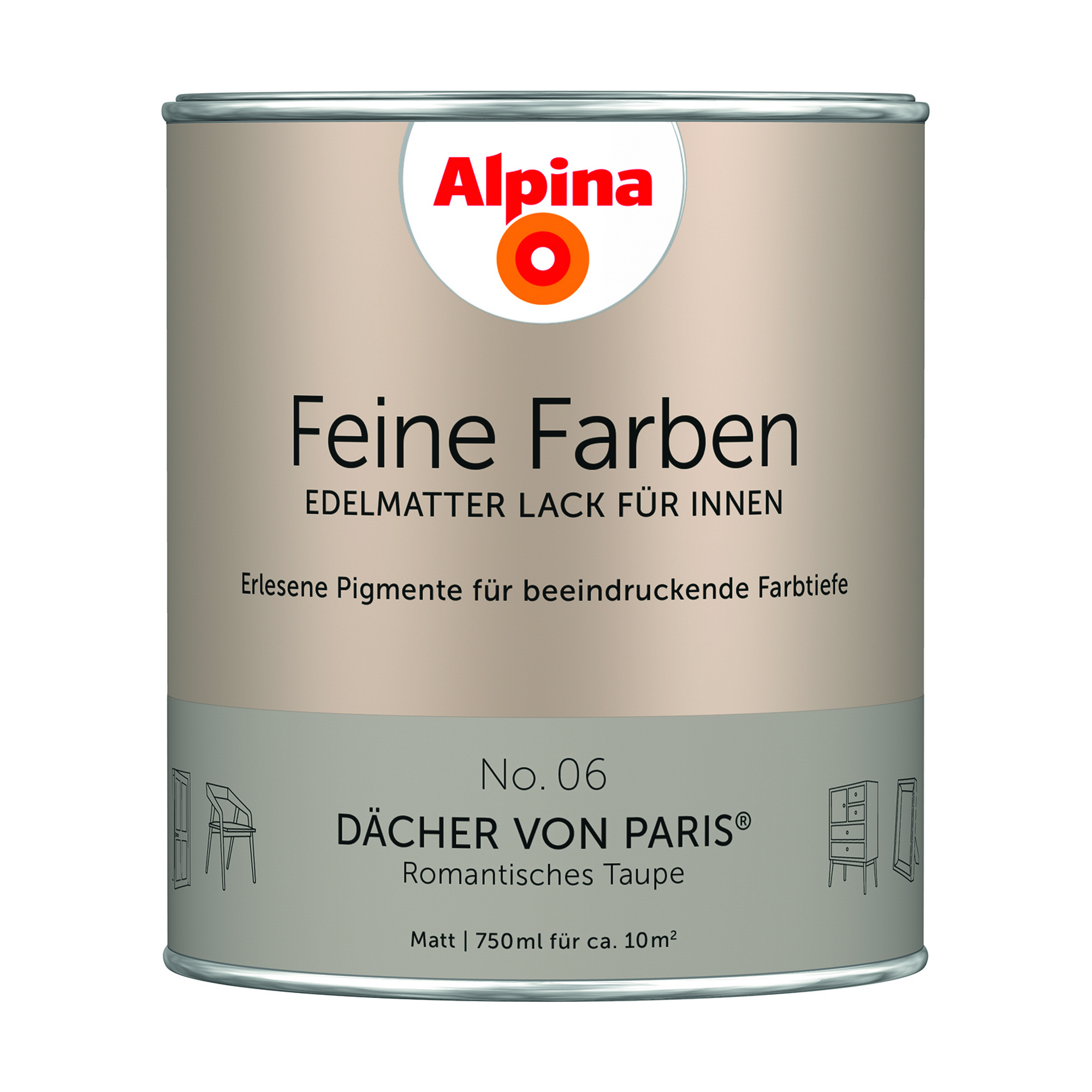 Feine Farben 'Dächer von Paris' taupe matt 750 ml + product picture