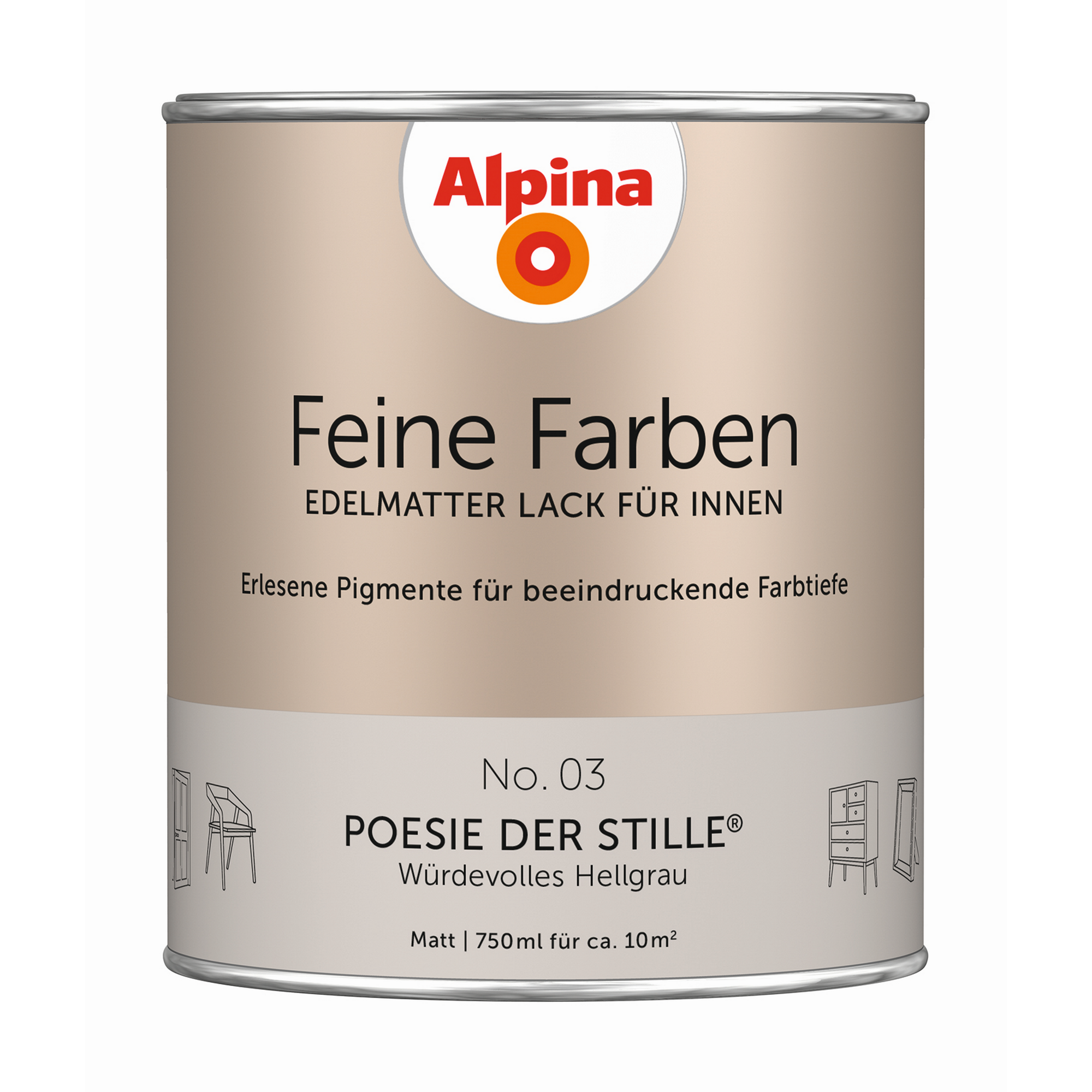 Feine Farben 'Poesie der Stille' hellgrau matt 750 ml
