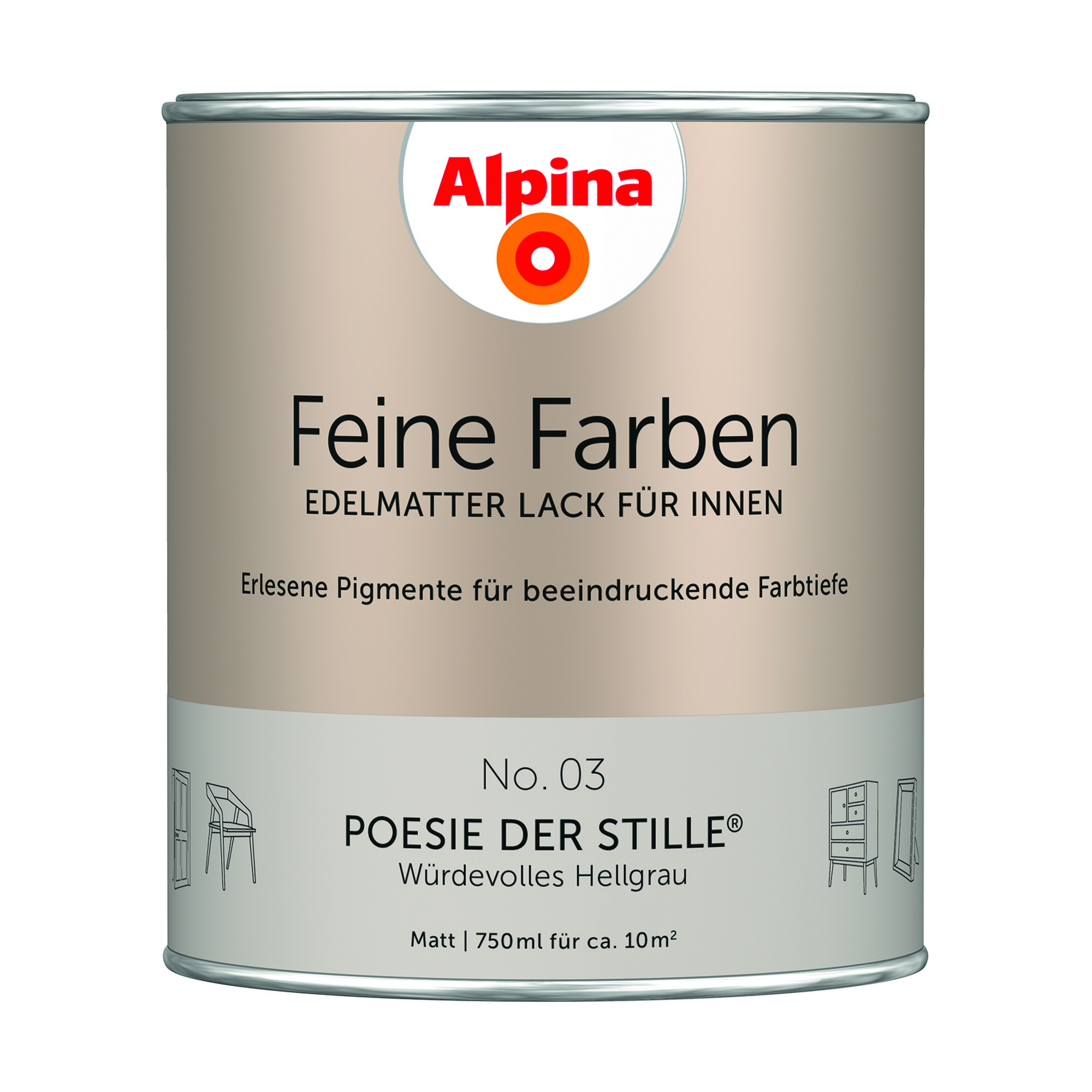 Feine Farben 'Poesie der Stille' hellgrau matt 750 ml + product picture