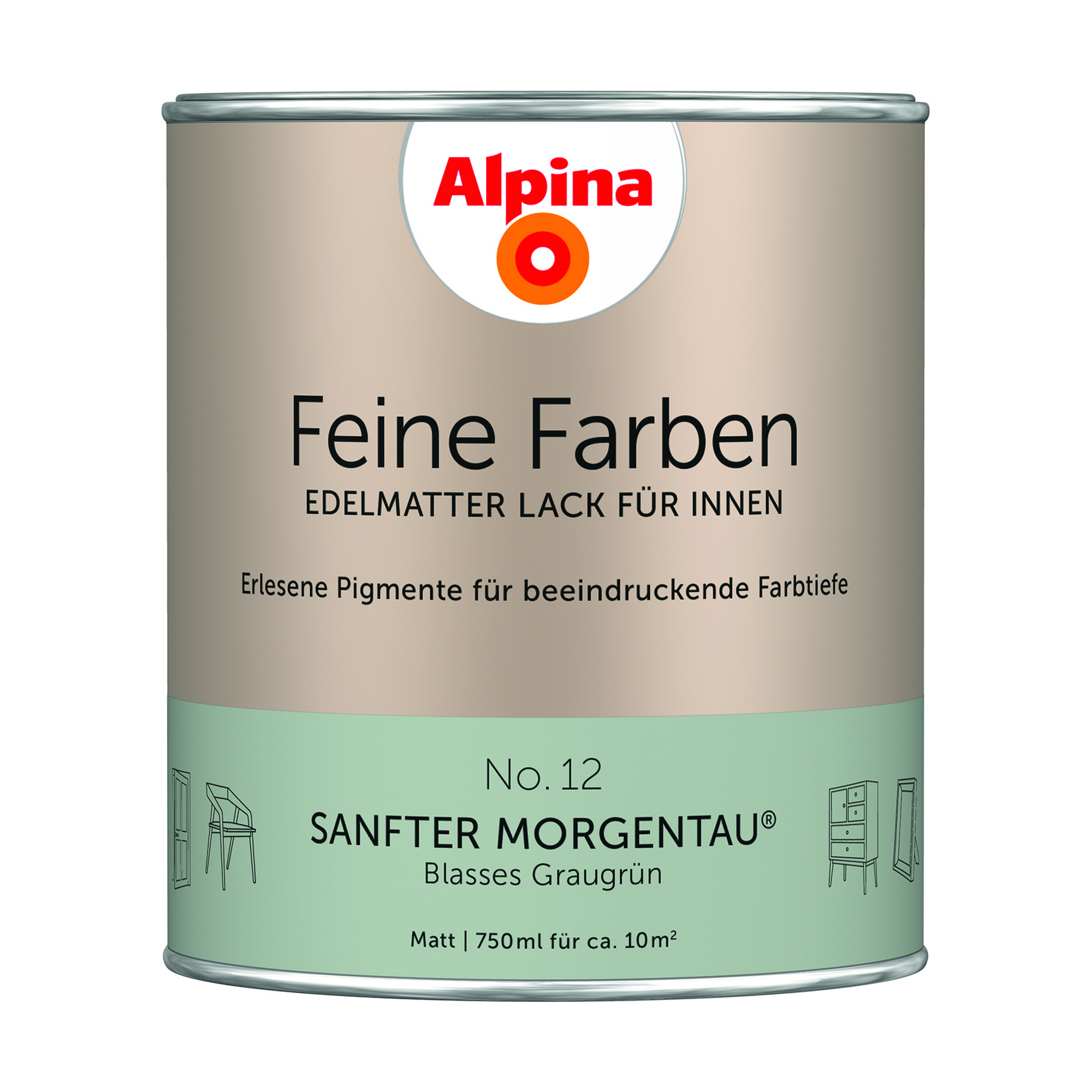 Feine Farben 'Sanfter Morgentau' graugrün matt 750 ml + product picture