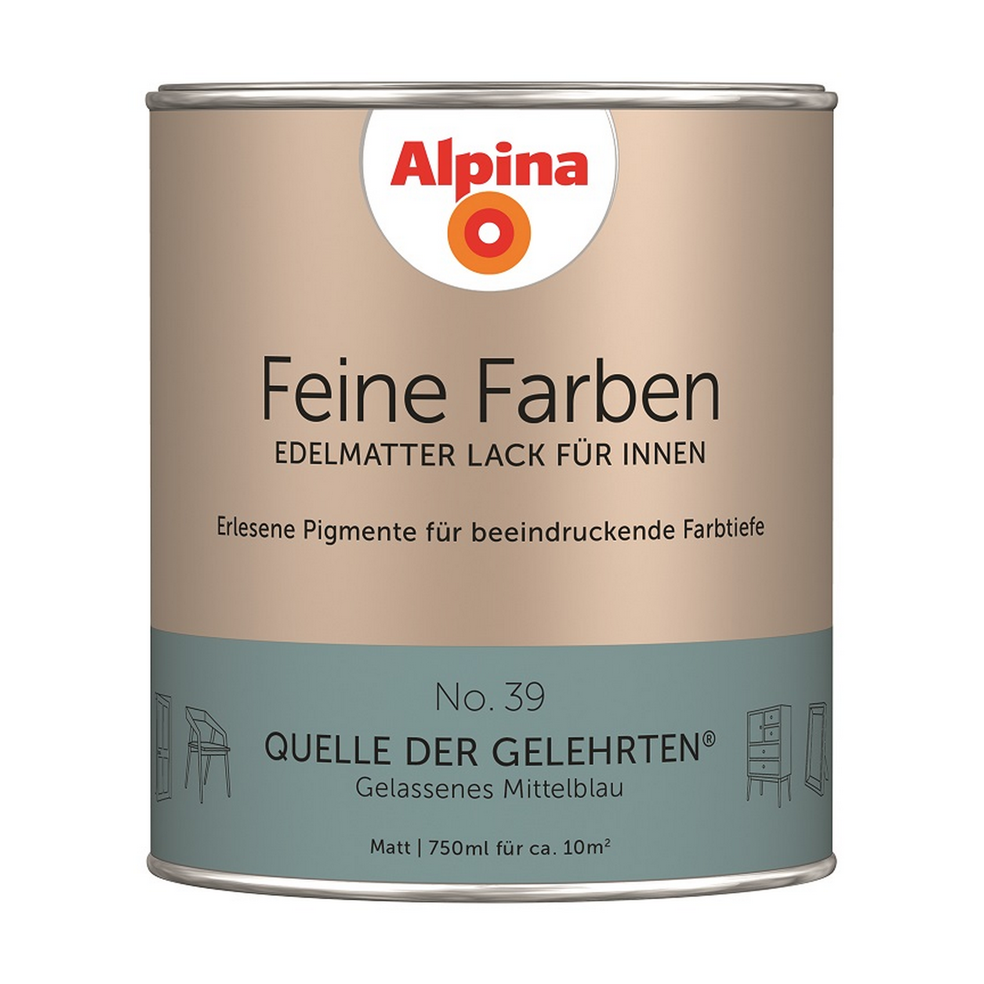 Feine Farben 'Quelle der Gelehrten' mittelblau matt 750 ml