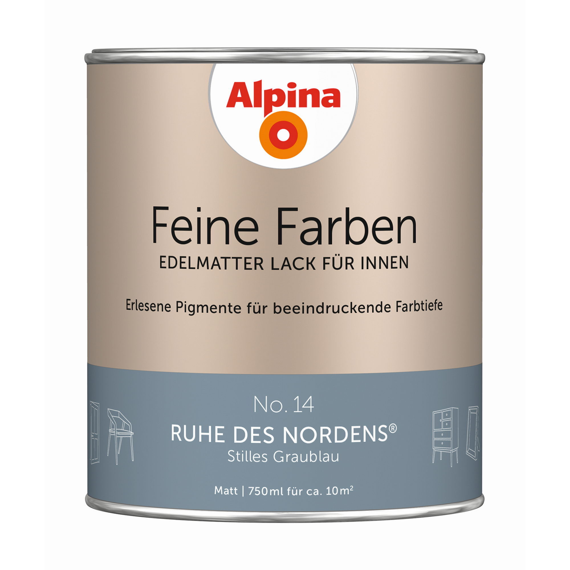 Feine Farben 'Ruhe des Nordens' graublau matt 750 ml