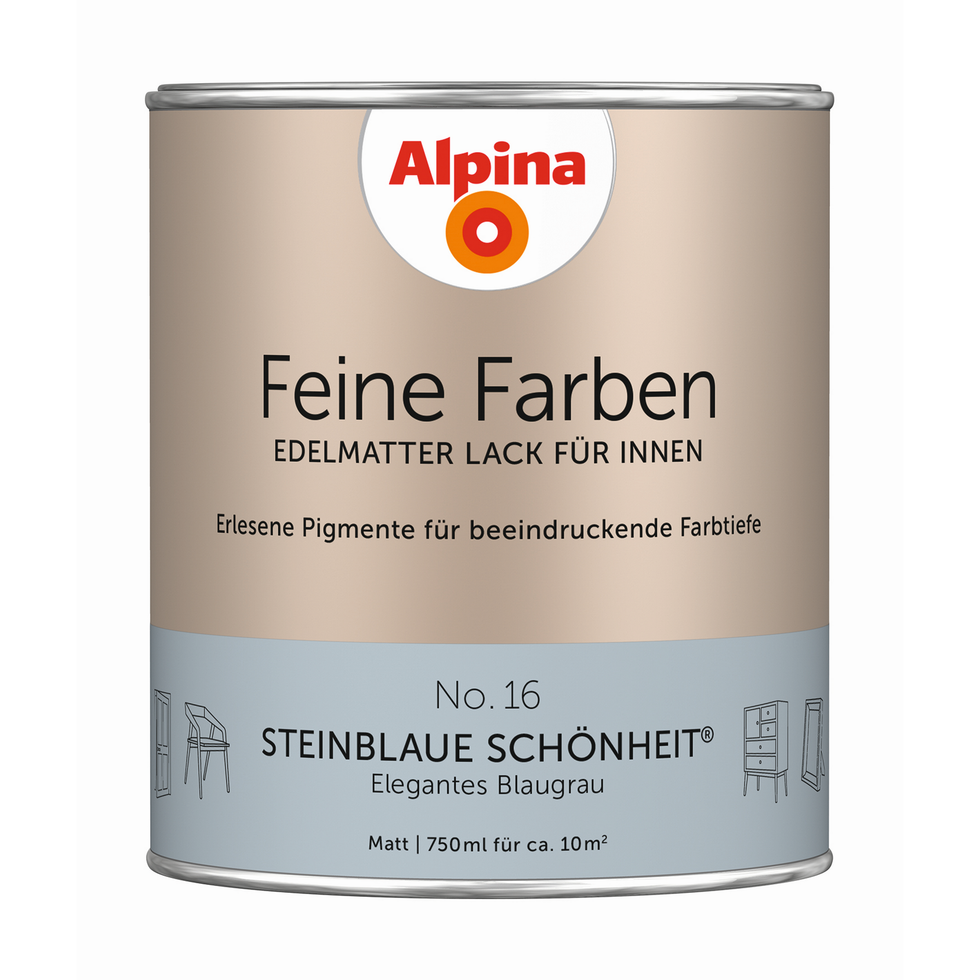 Feine Farben 'Steinblaue Schönheit' blaugrau matt 750 ml