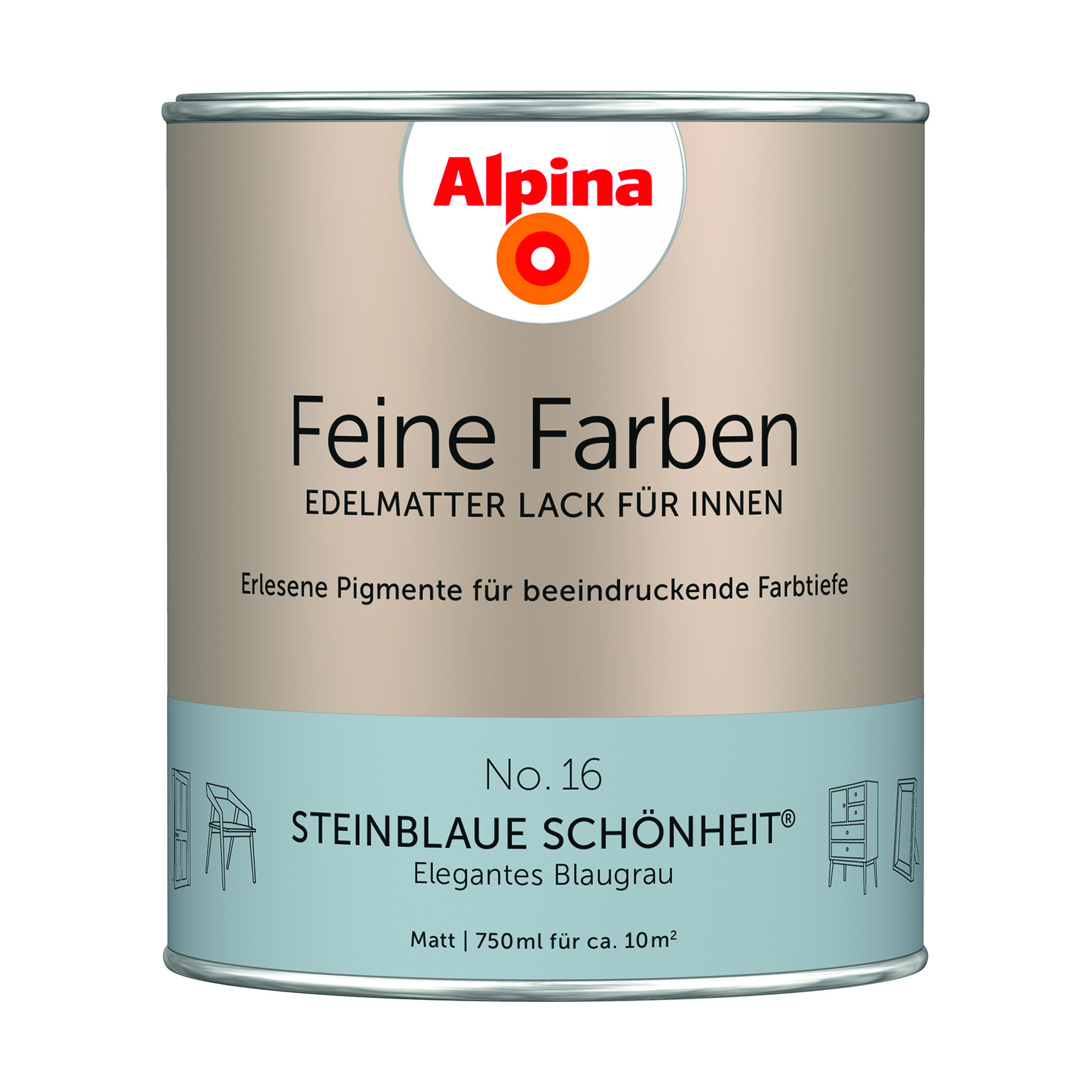 Feine Farben 'Steinblaue Schönheit' blaugrau matt 750 ml + product picture