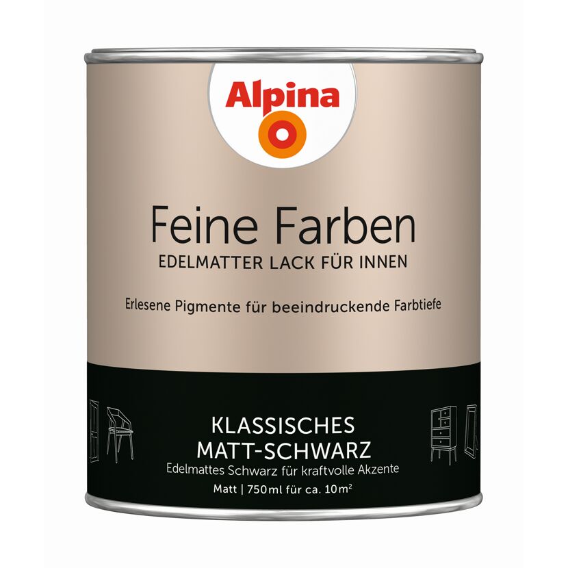 Feine Farben 'Klassisches Matt-Schwarz' schwarz matt 750 ml