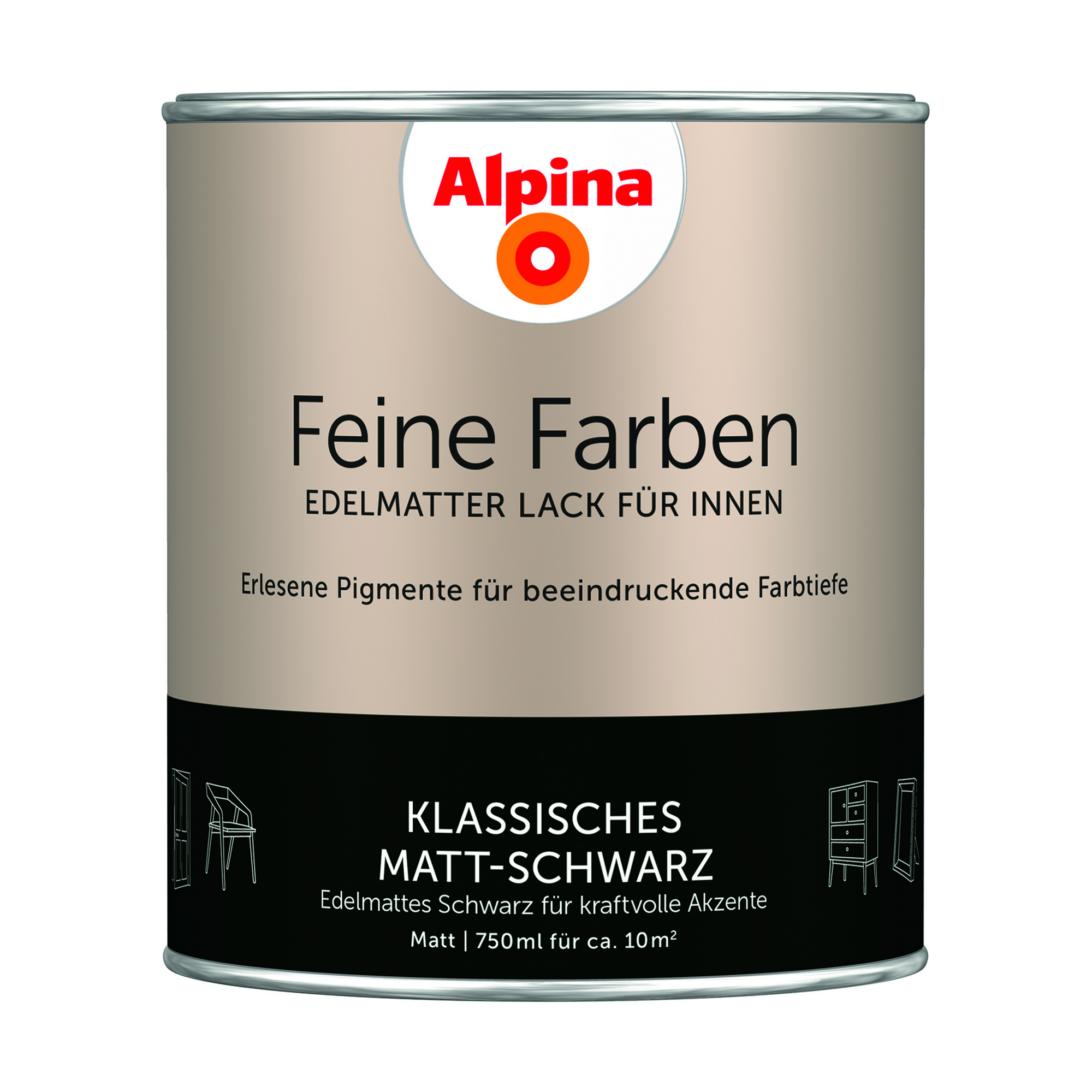 Feine Farben 'Klassisches Matt-Schwarz' schwarz matt 750 ml + product picture