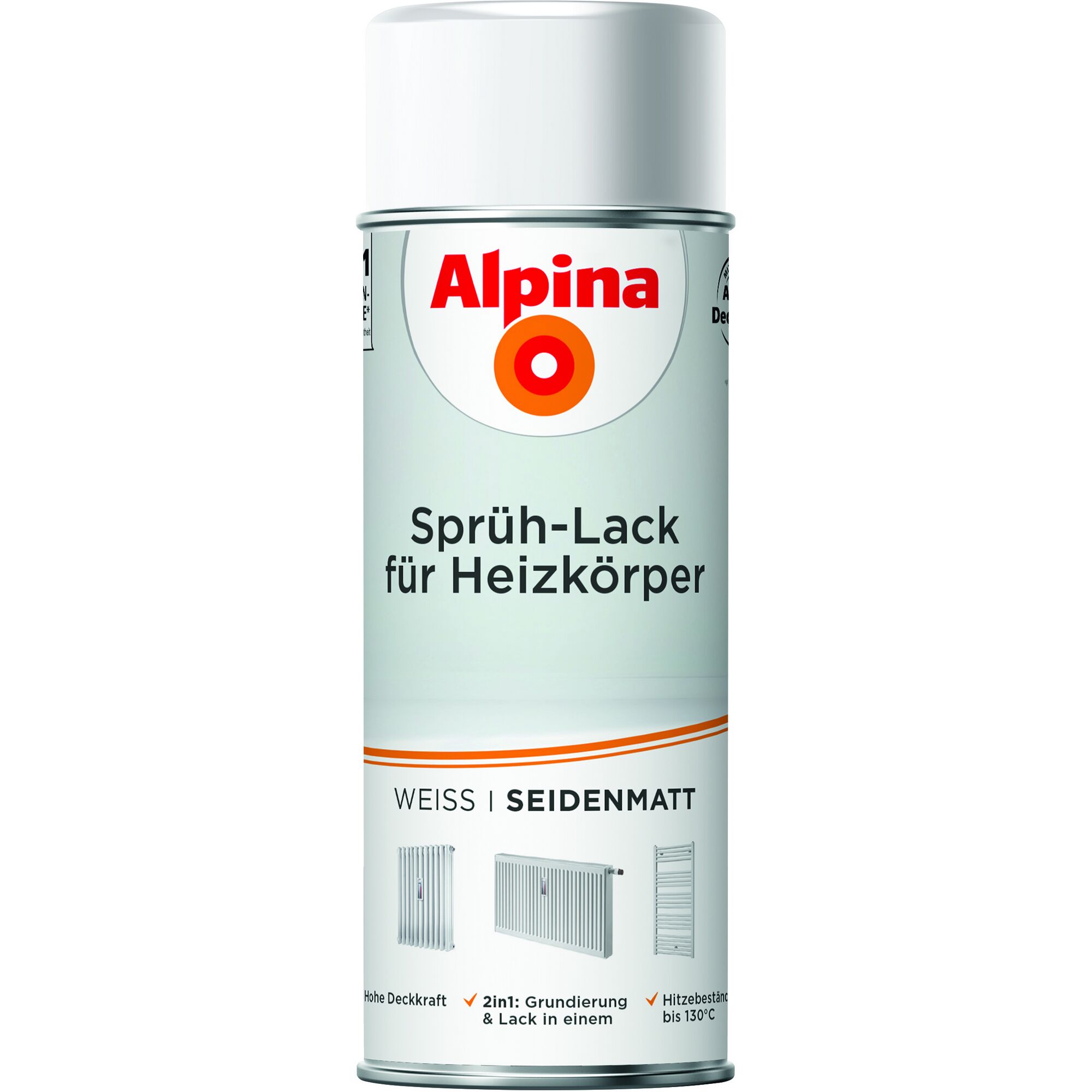 Alpina Sprüh-Lack für Heizkörper, Weiß, Seidenmatt