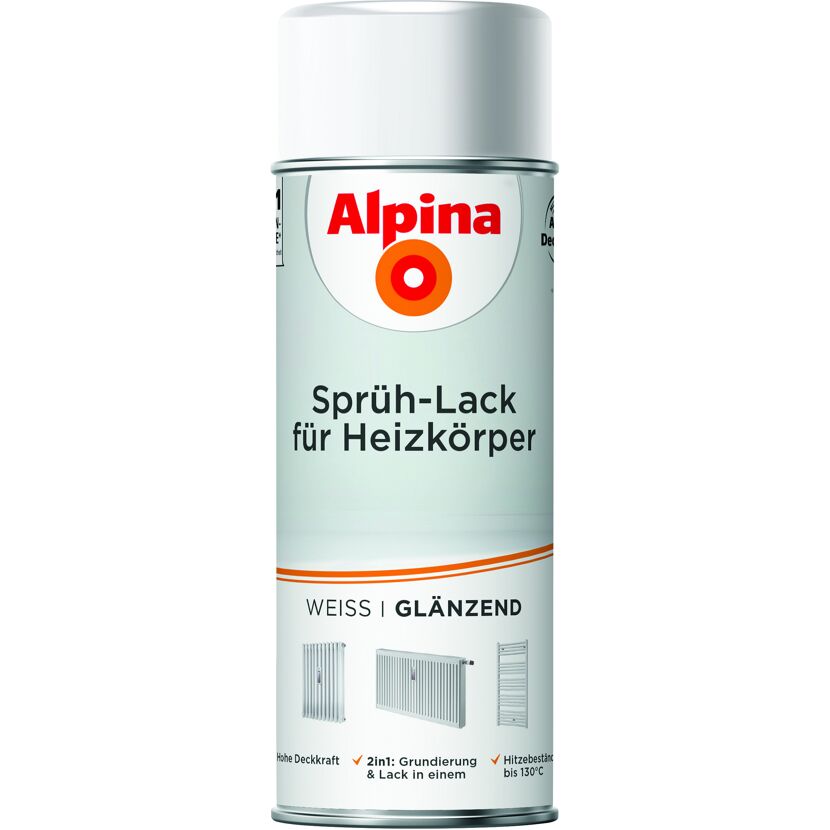 Alpina Sprühlack für Heizkörper, weiß, glänzend