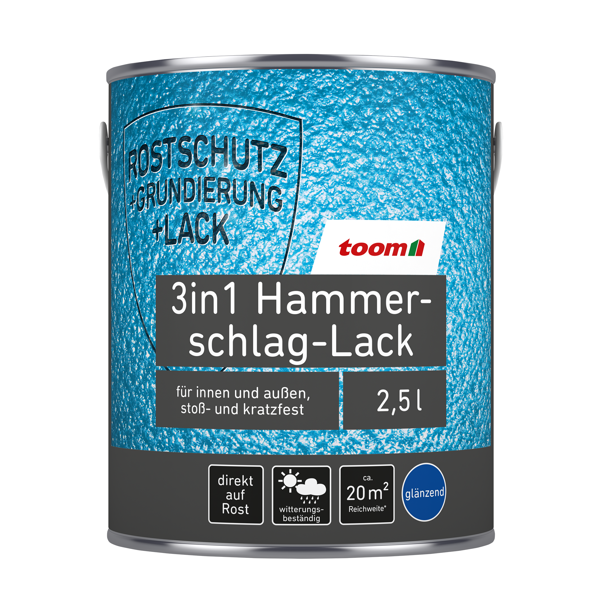 Hammerschlag-Lack silbergrau glänzend 2,5 l + product picture
