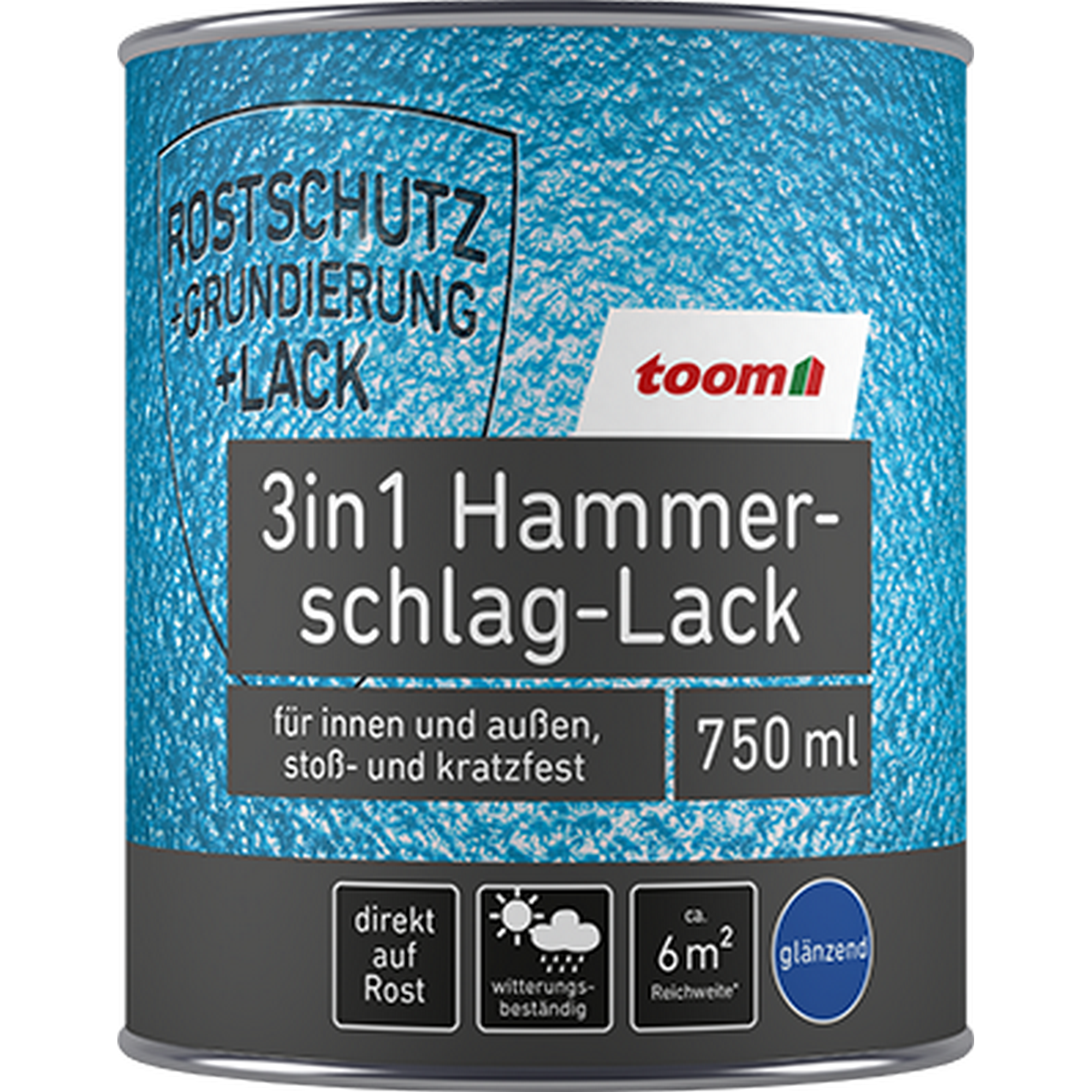 Hammerschlag-Lack dunkelblau glänzend 750 ml + product picture