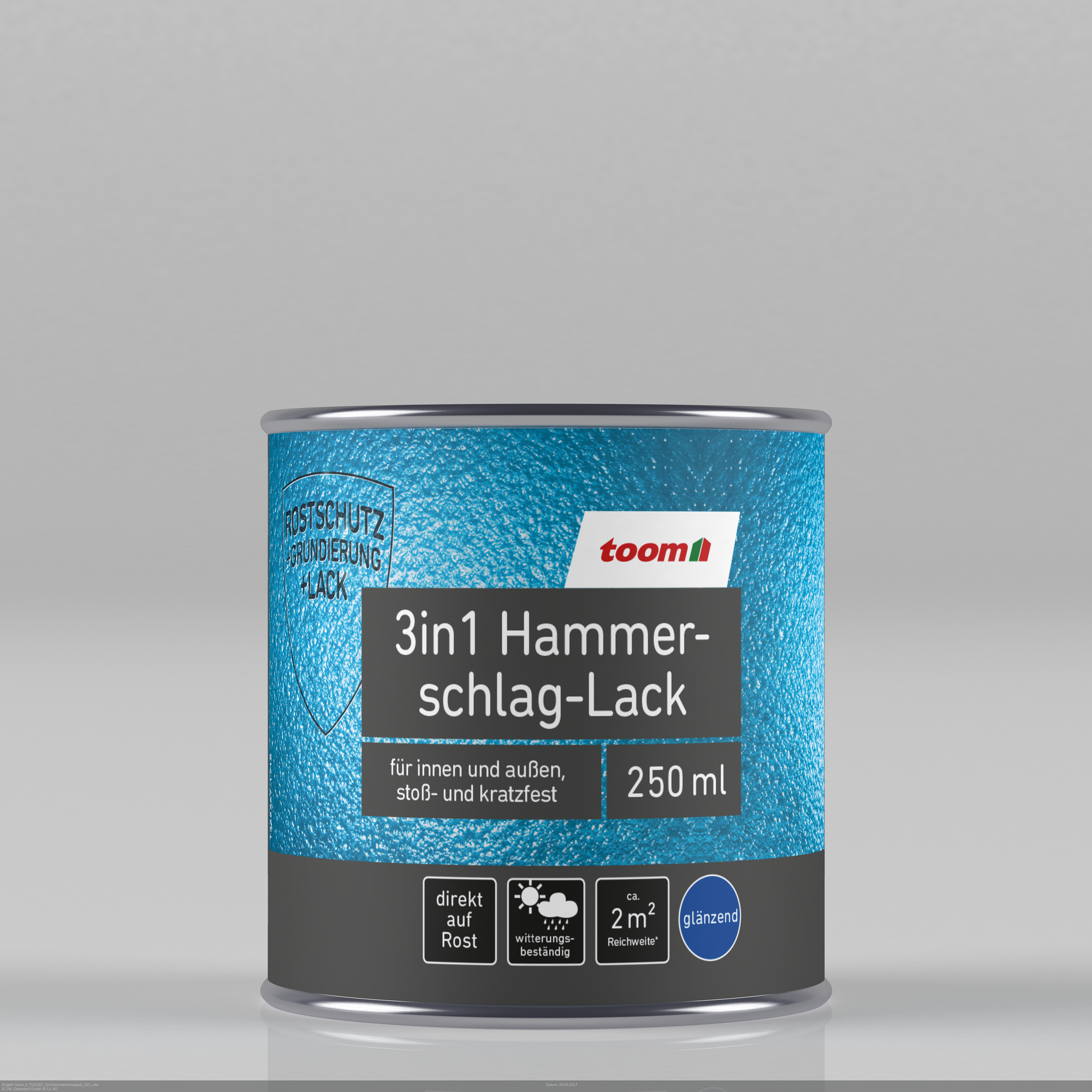Hammerschlag-Lack dunkelgrau glänzend 250 ml + product picture