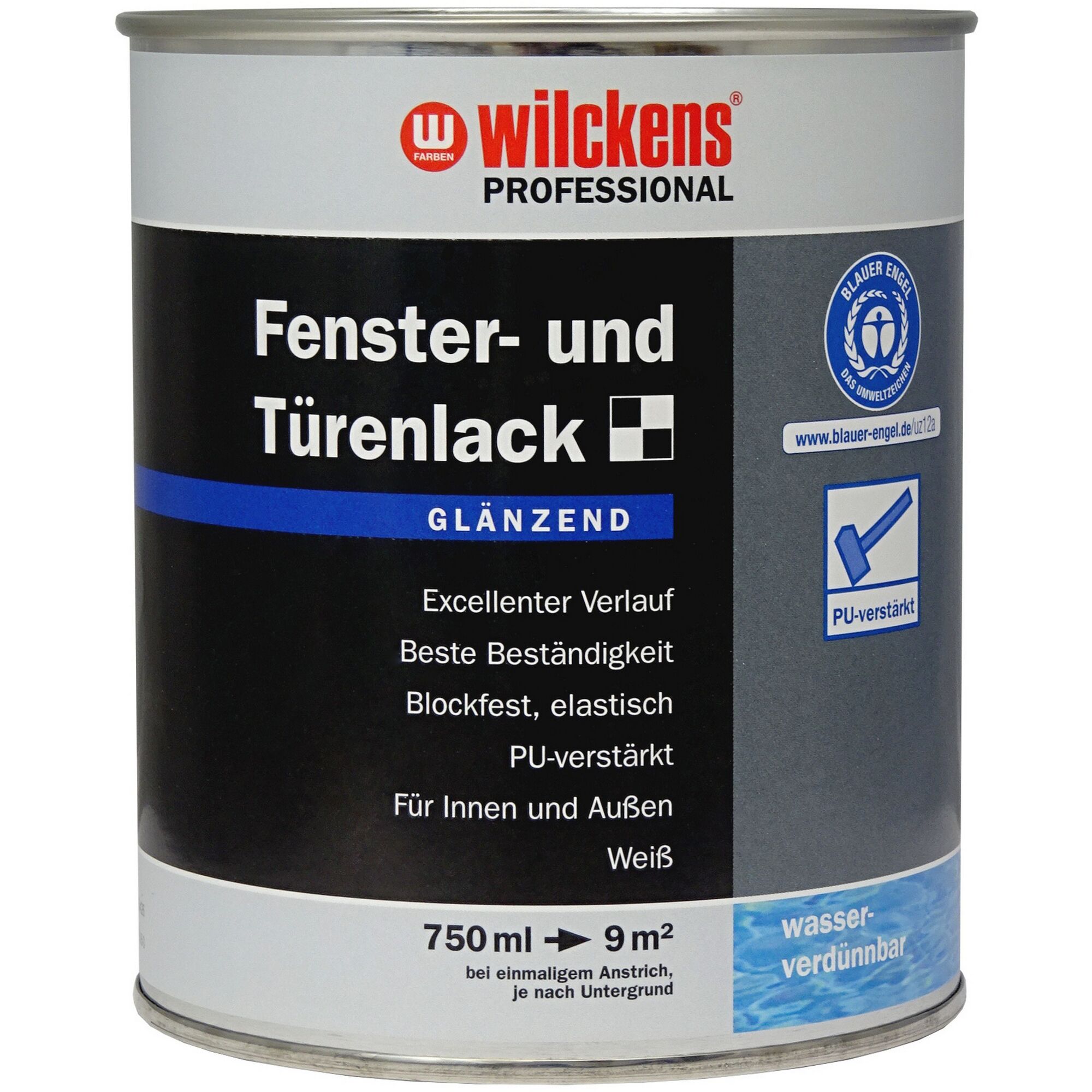 Wilckens Fenster- und Türenlack glänzend, weiß, 750 ml