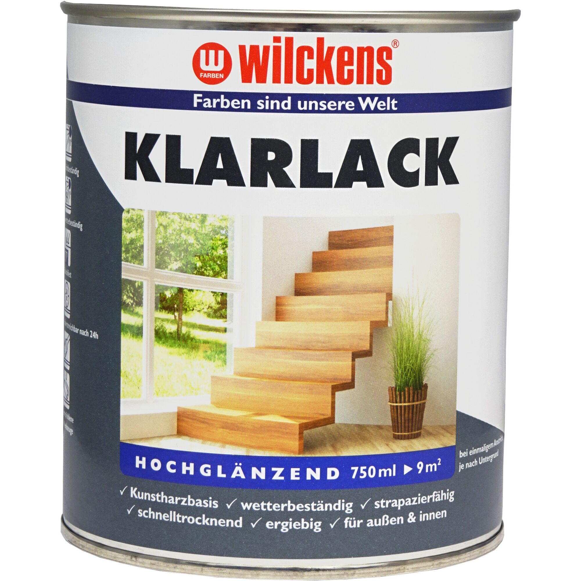 Wilckens Klarlack Hochglanz auf Holztreppe