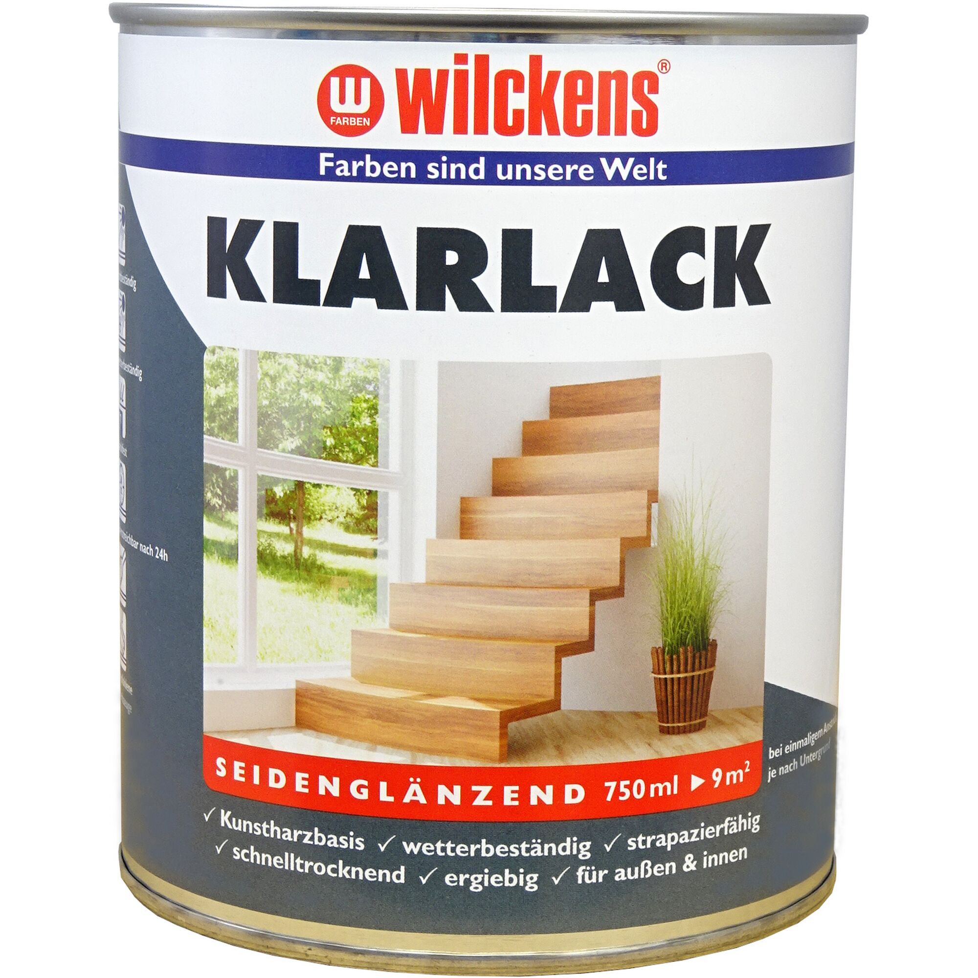 Wilckens Klarlack Dose und lackierte Treppe