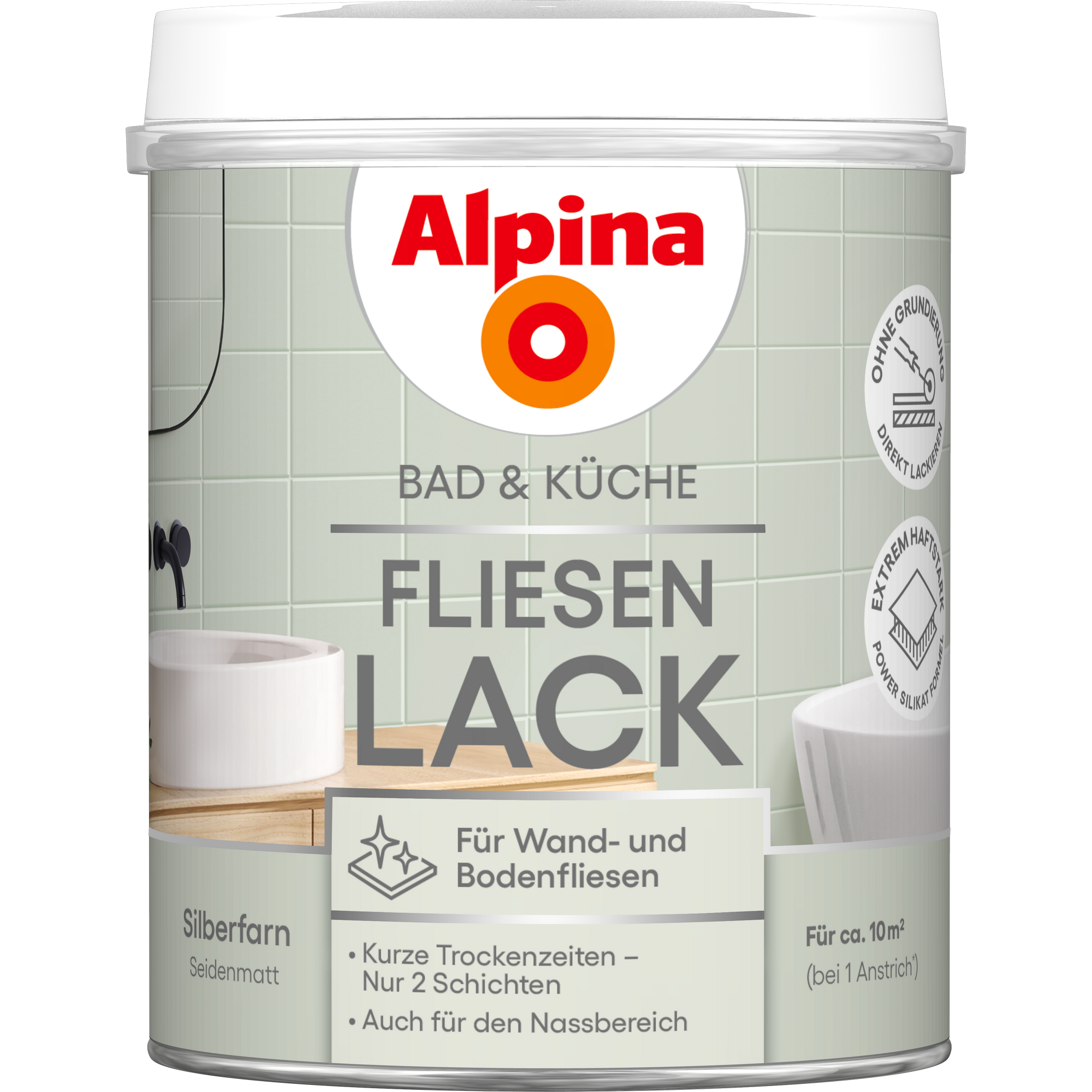 Fliesenlack 2K Silberfarn seidenmatt 750 ml