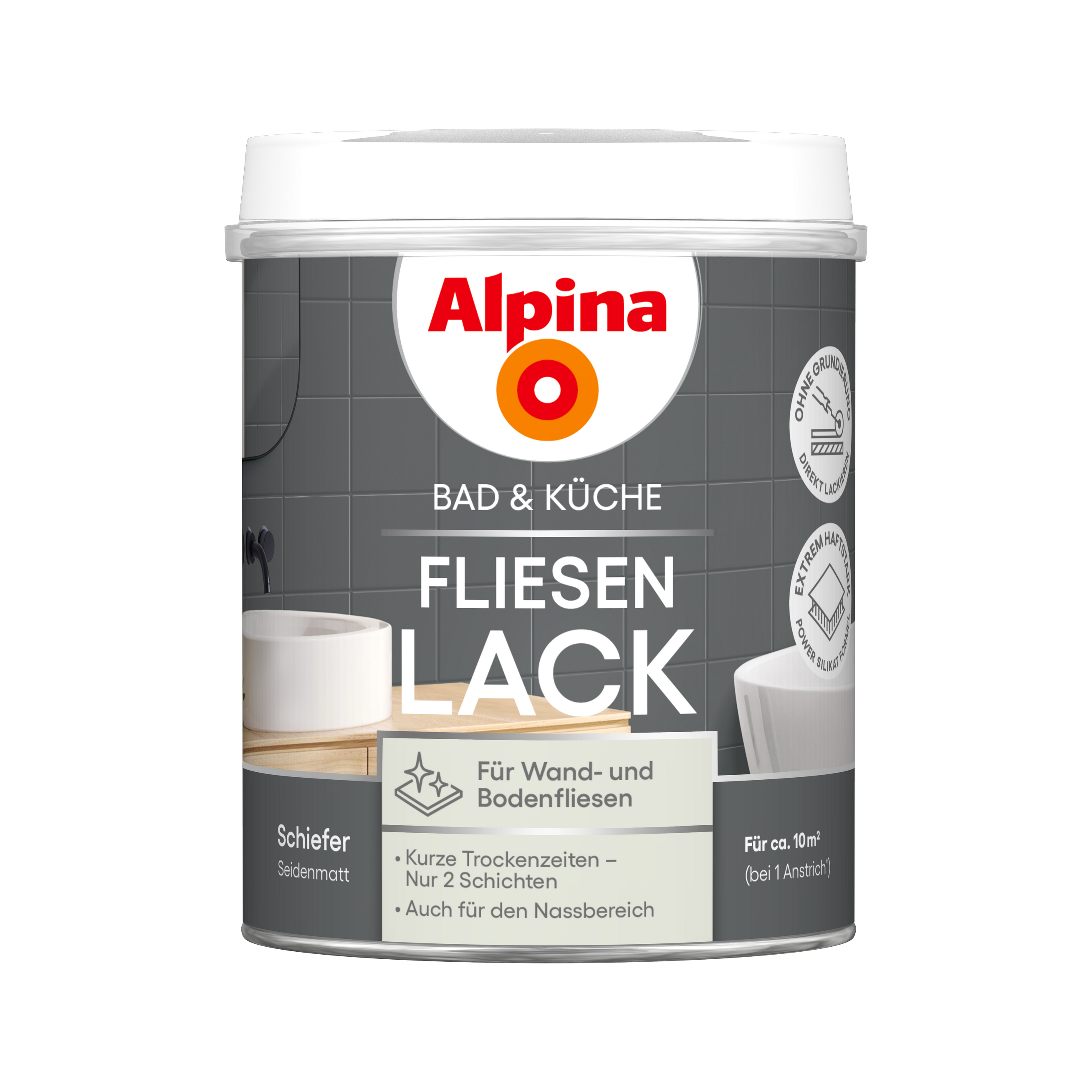 Fliesenlack 2K Schiefer seidenmatt 750 ml + product picture