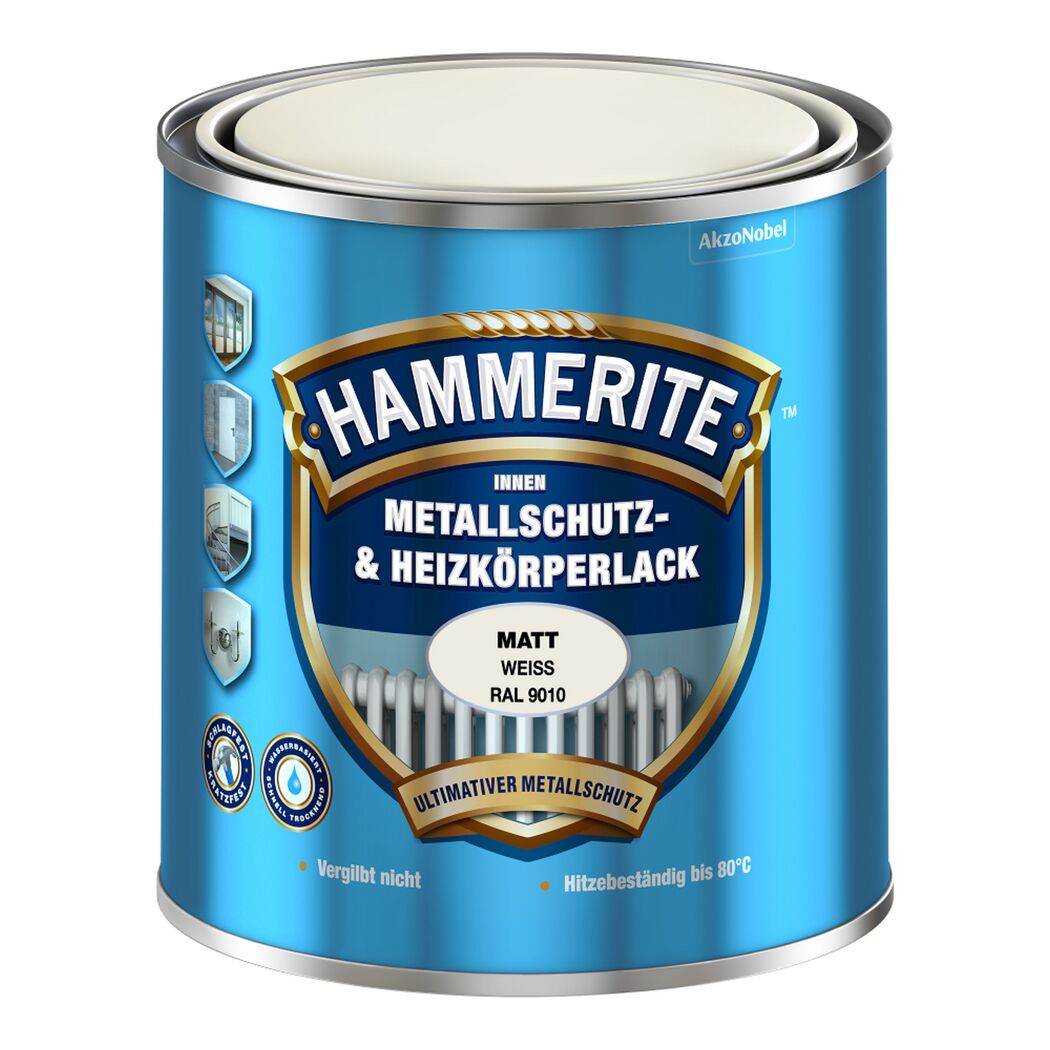 Hammerite Metallschutz & Heizkörperlack, Weiß matt
