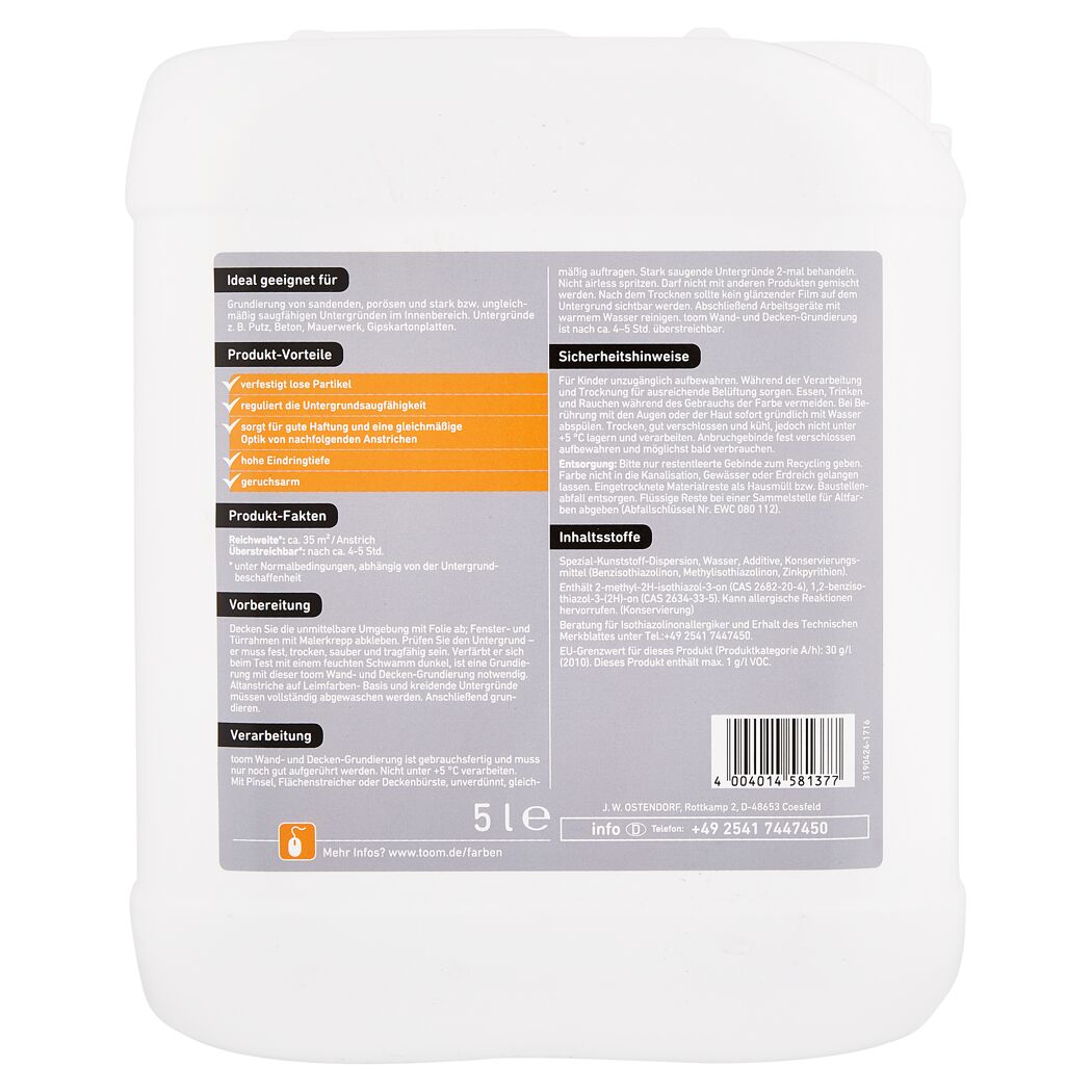 Wand- und Decken-Grundierung transparent 5 l