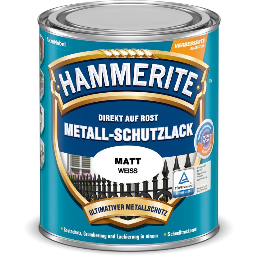 Hammerite Metall-Schutzlack Weiß Matt