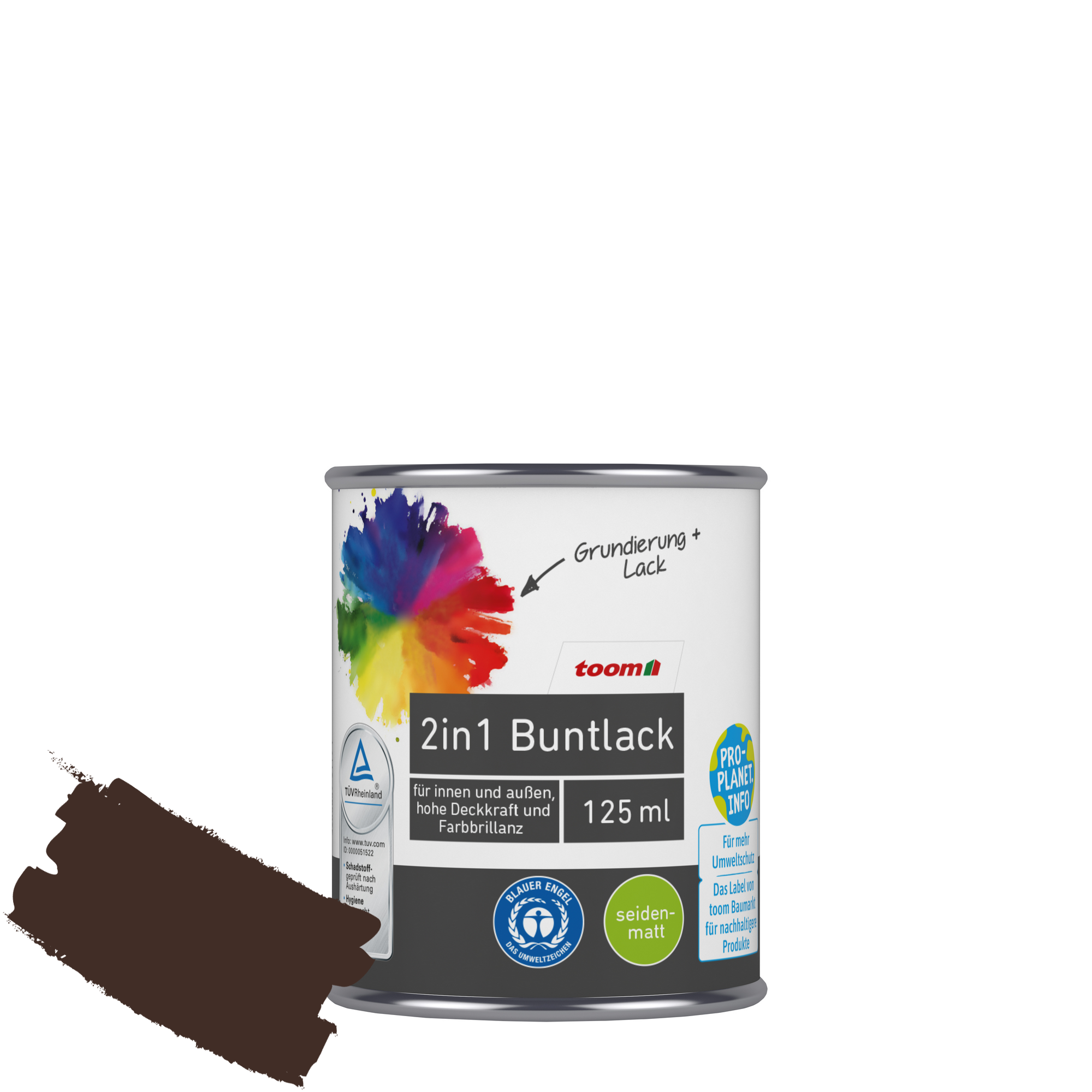 2in1 Buntlack 'Edelbraun' schokobraun seidenmatt 125 ml