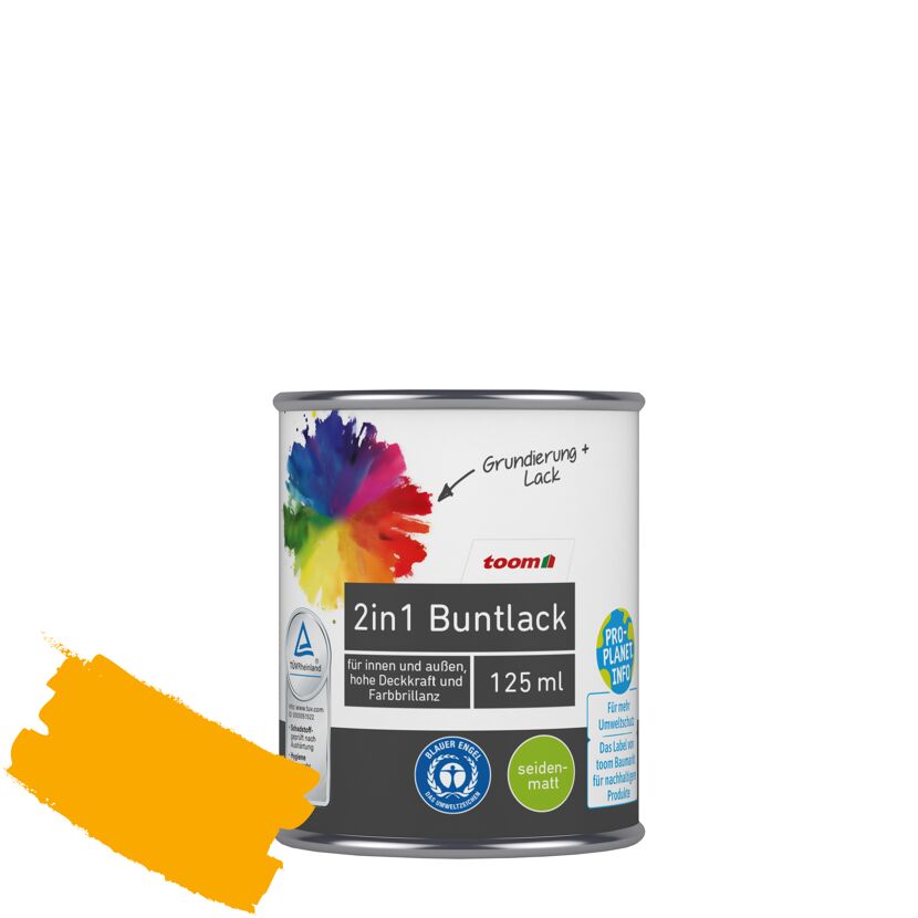 2in1 Buntlack 'Sonnenblume' orangegelb seidenmatt 125 ml