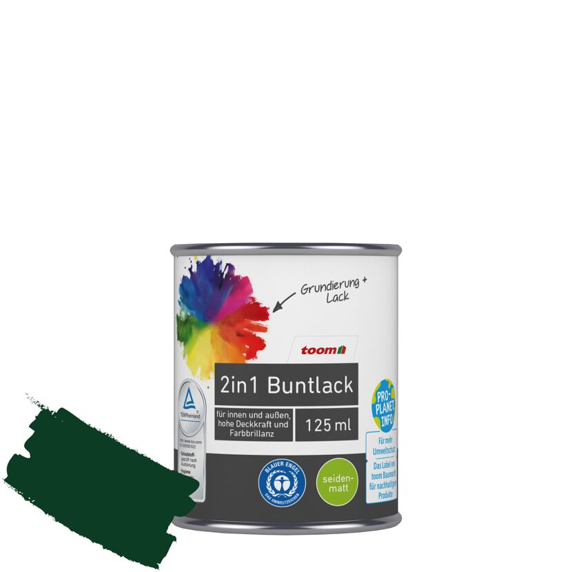2in1 Buntlack 'Morgentau' moosgrün seidenmatt 125 ml