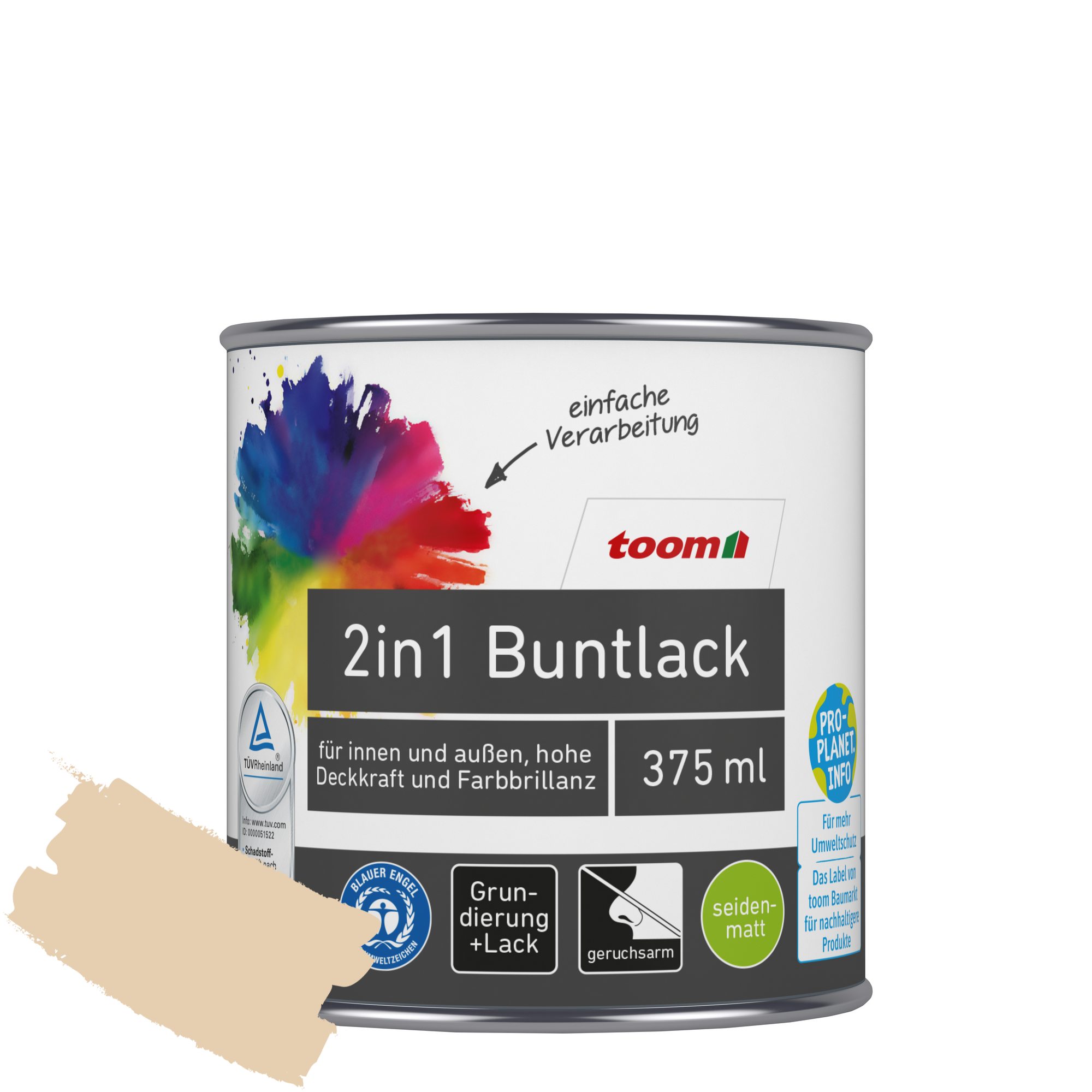 2in1 Buntlack 'Sonnenstrahl' hellelfenbein seidenmatt 375 ml + product picture