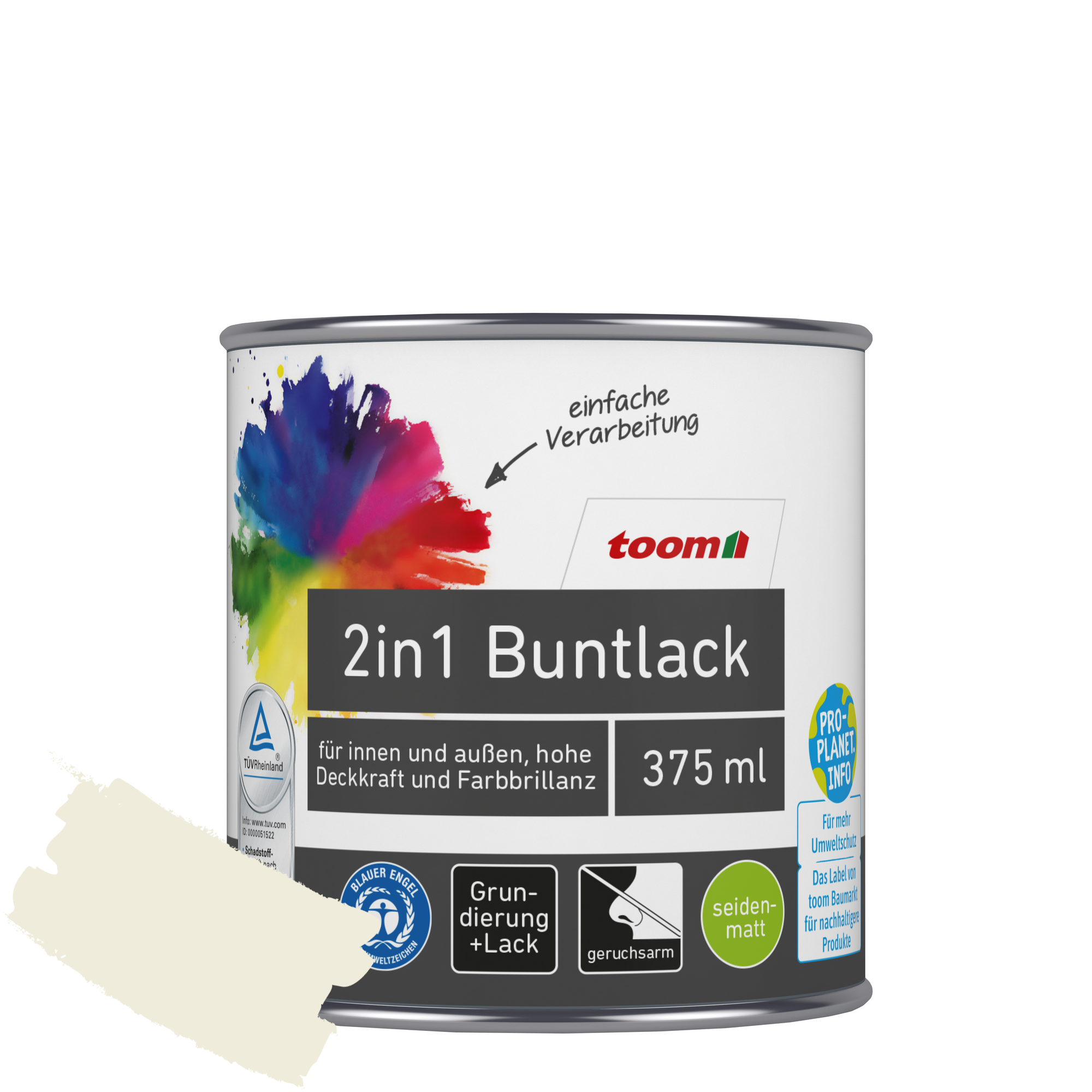 2in1 Buntlack 'Eisblume' reinweiß seidenmatt 375 ml + product picture