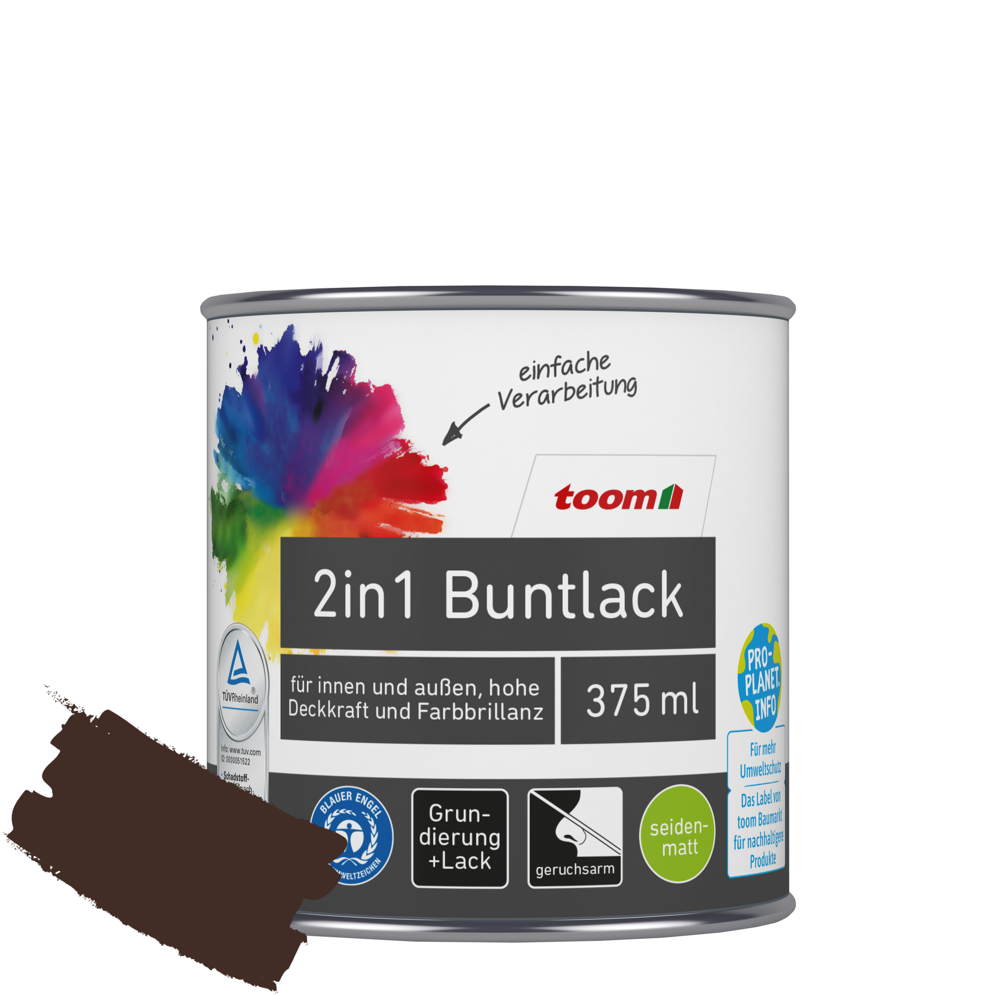 2in1 Buntlack 'Edelbraun' schokobraun seidenmatt 375 ml + product picture