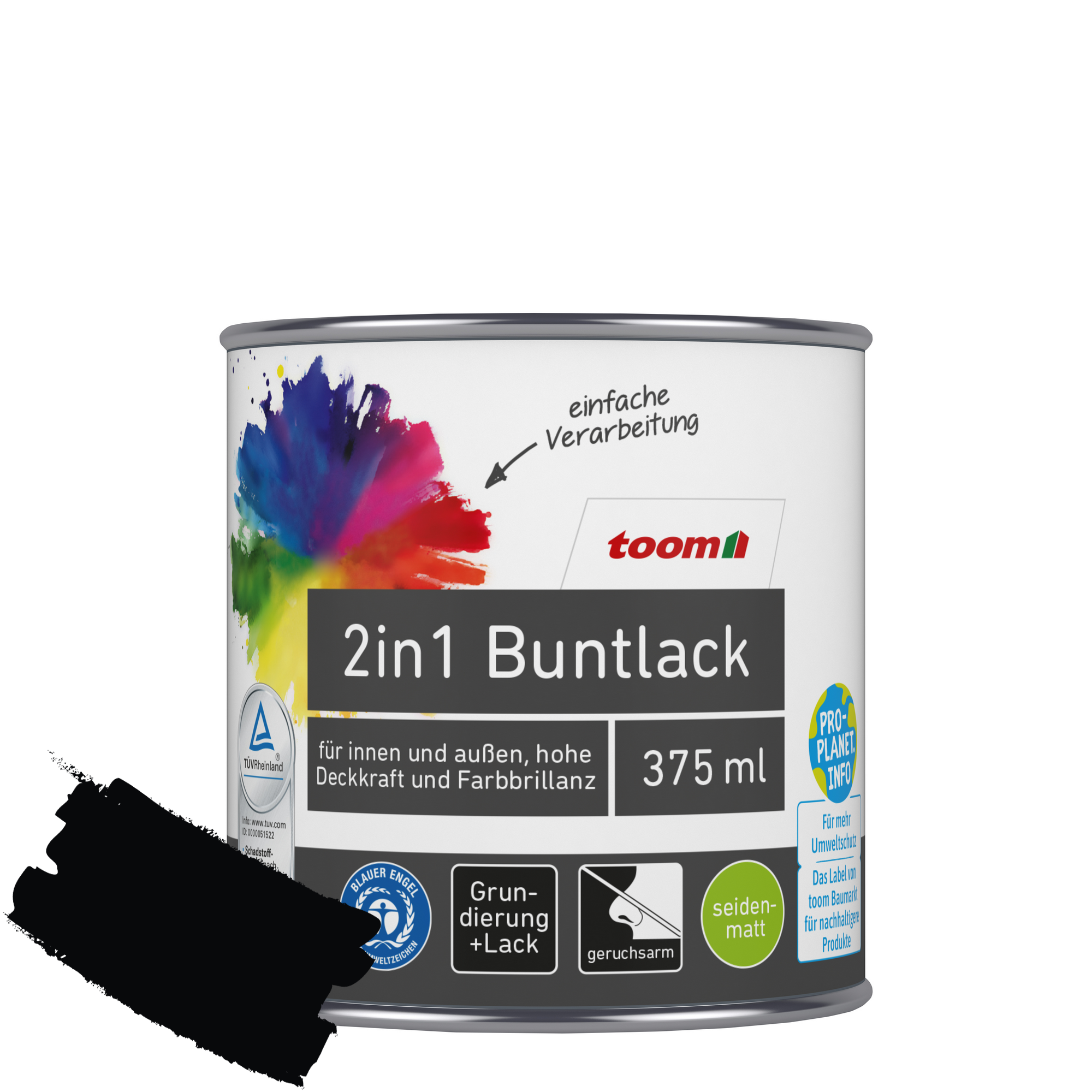 2in1 Buntlack 'Mitternacht' tiefschwarz seidenmatt 375 ml + product picture