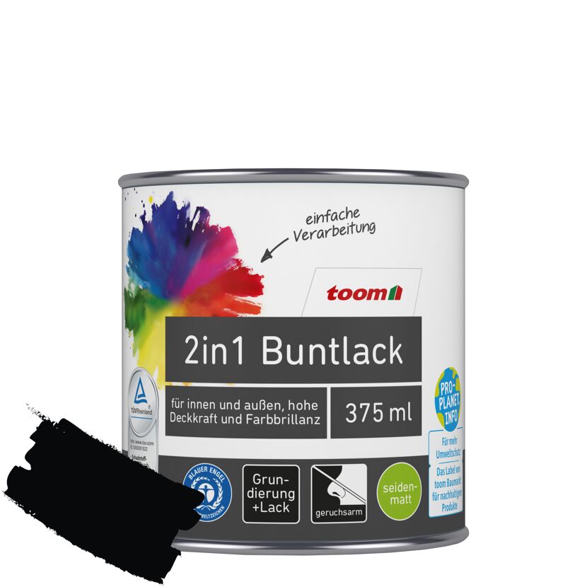 toom 2in1 Buntlack Dose schwarz 375 ml