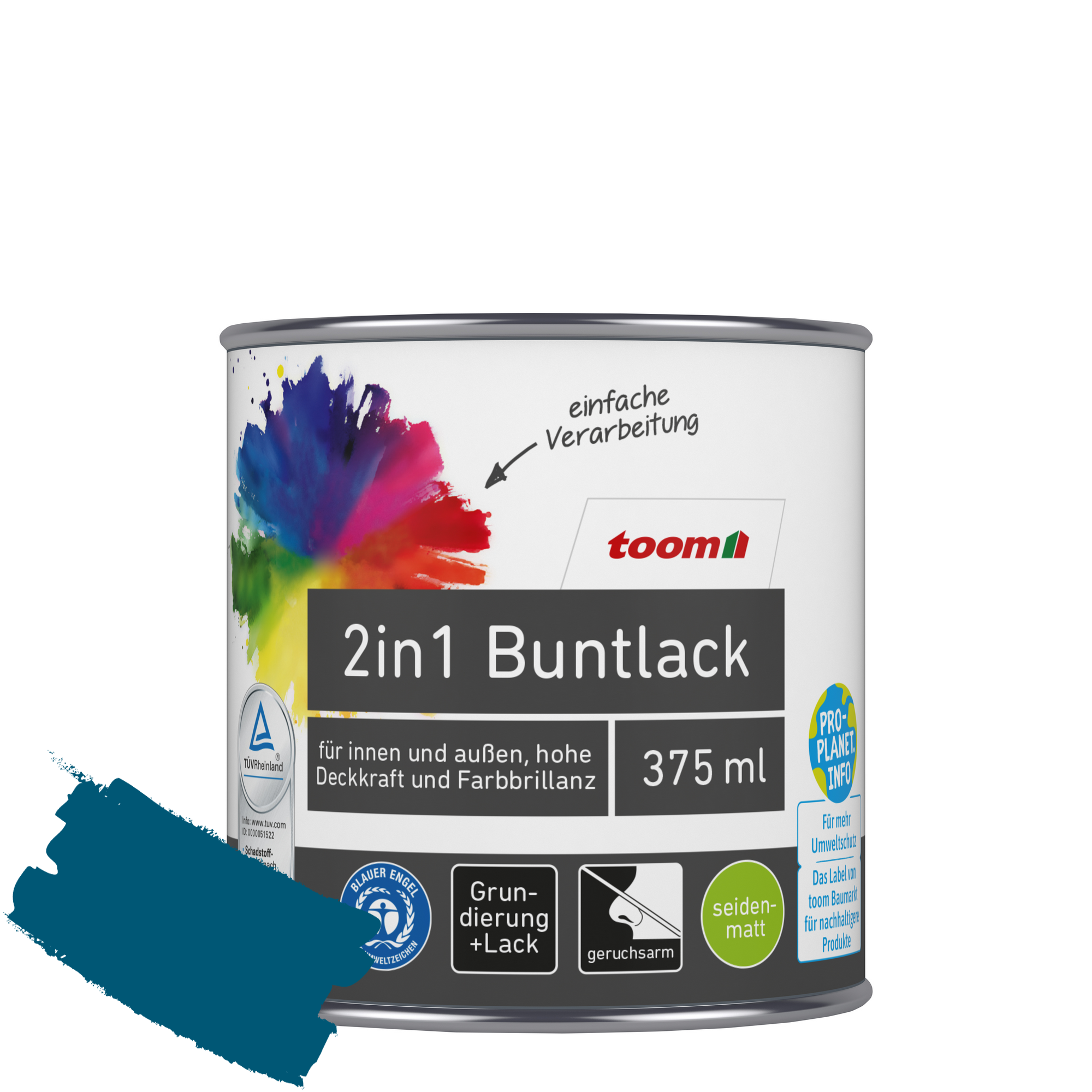 2in1 Buntlack 'Blaupause' enzianblau seidenmatt 375 ml + product picture