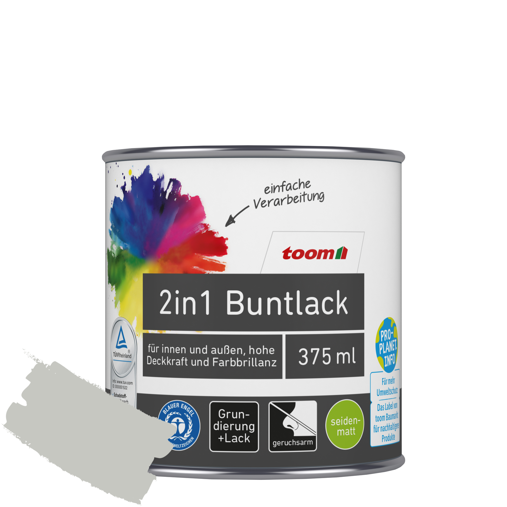 2in1 Buntlack 'Mondschein' lichtgrau seidenmatt 375 ml + product picture