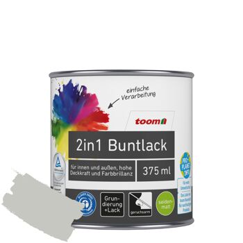 2in1 Buntlack 'Mondschein' lichtgrau seidenmatt 375 ml
