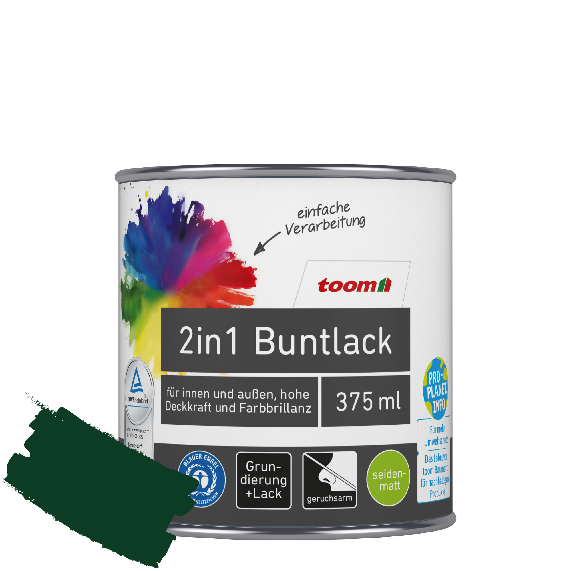 2in1 Buntlack 'Morgentau' moosgrün seidenmatt 375 ml + product picture