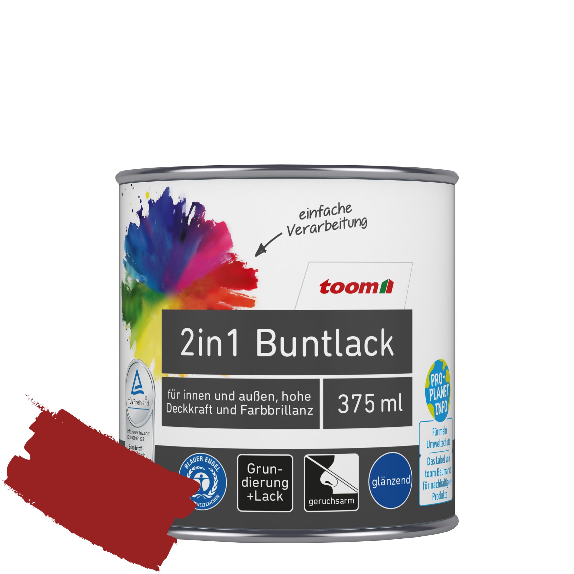 Dose mit 2in1 Buntlack in Mohnblumenrot