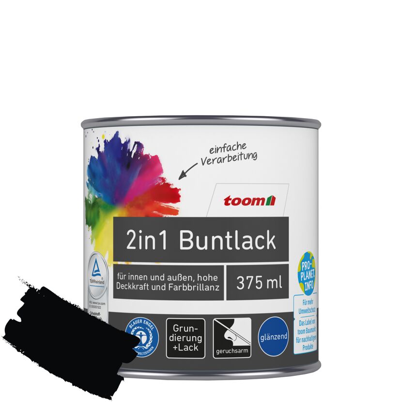 Dose 2in1 Buntlack Mitternachtschwarz glänzend 375 ml