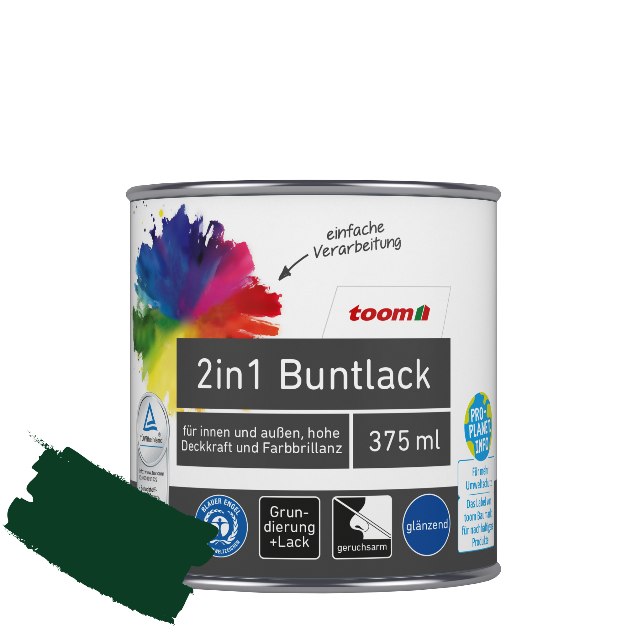 2in1 Buntlack 'Morgentau' moosgrün glänzend 375 ml + product picture