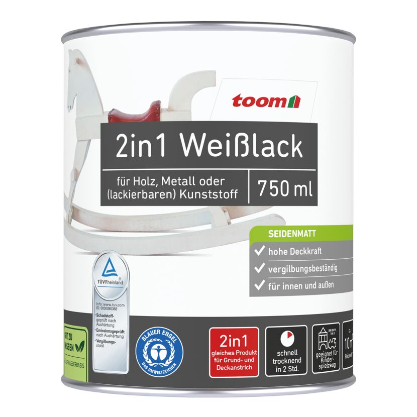 2in1 Weißlack seidenmatt 750 ml