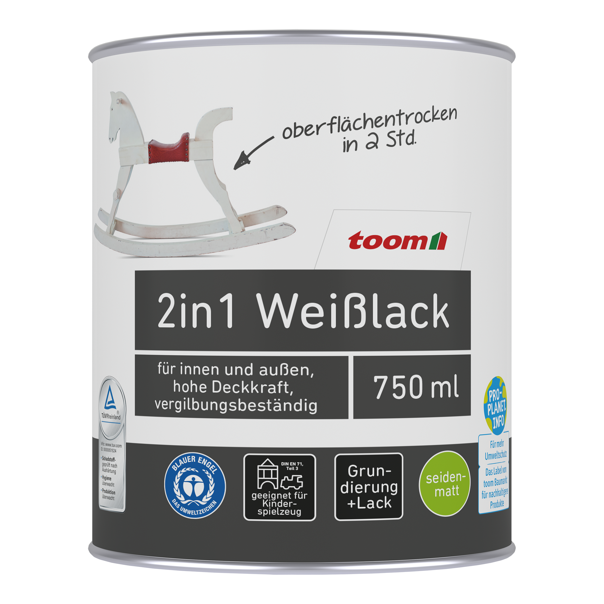 2in1 Weißlack seidenmatt 750 ml + product picture