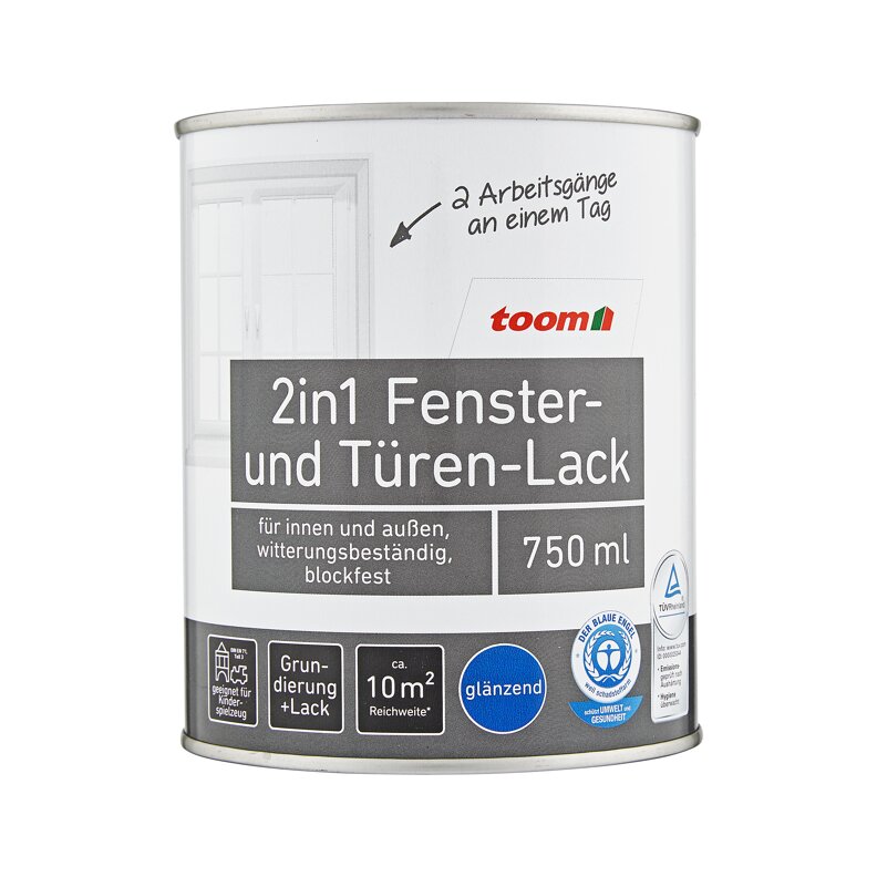 toom toom 2in1 Fenster und TürenLack, weiß, glänzend
