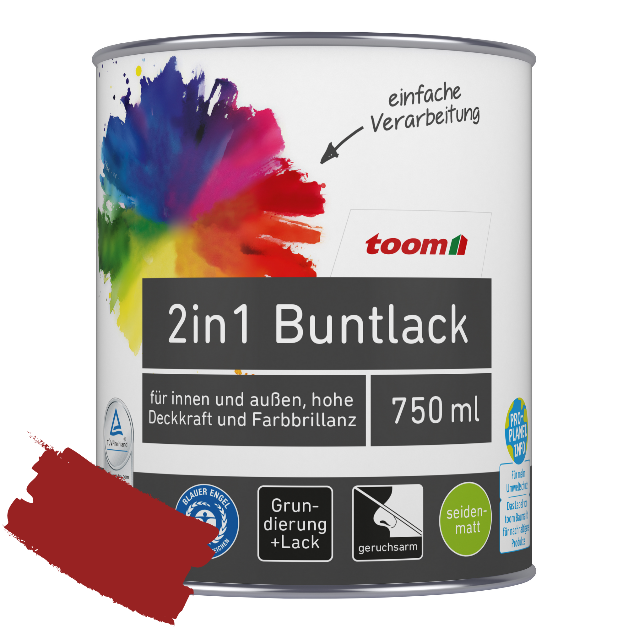2in1 Buntlack 'Mohnblume' feuerrot seidenmatt 750 ml + product picture