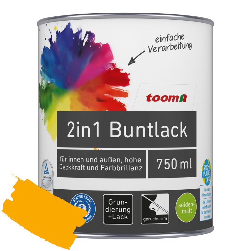 2in1 Buntlack 'Sonnenblume' orangegelb seidenmatt 750 ml