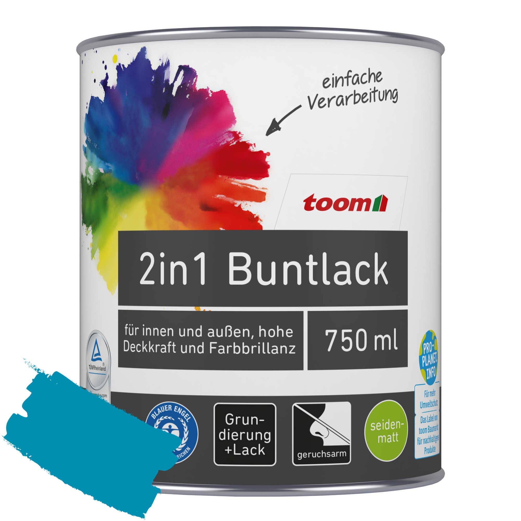 2in1 Buntlack 'Aquamarine' lichtblau seidenmatt 750 ml + product picture