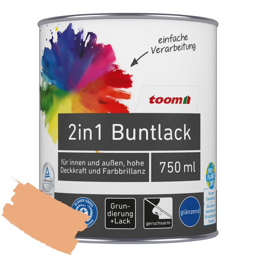 2in1 Buntlack papayafarben glänzend 750 ml