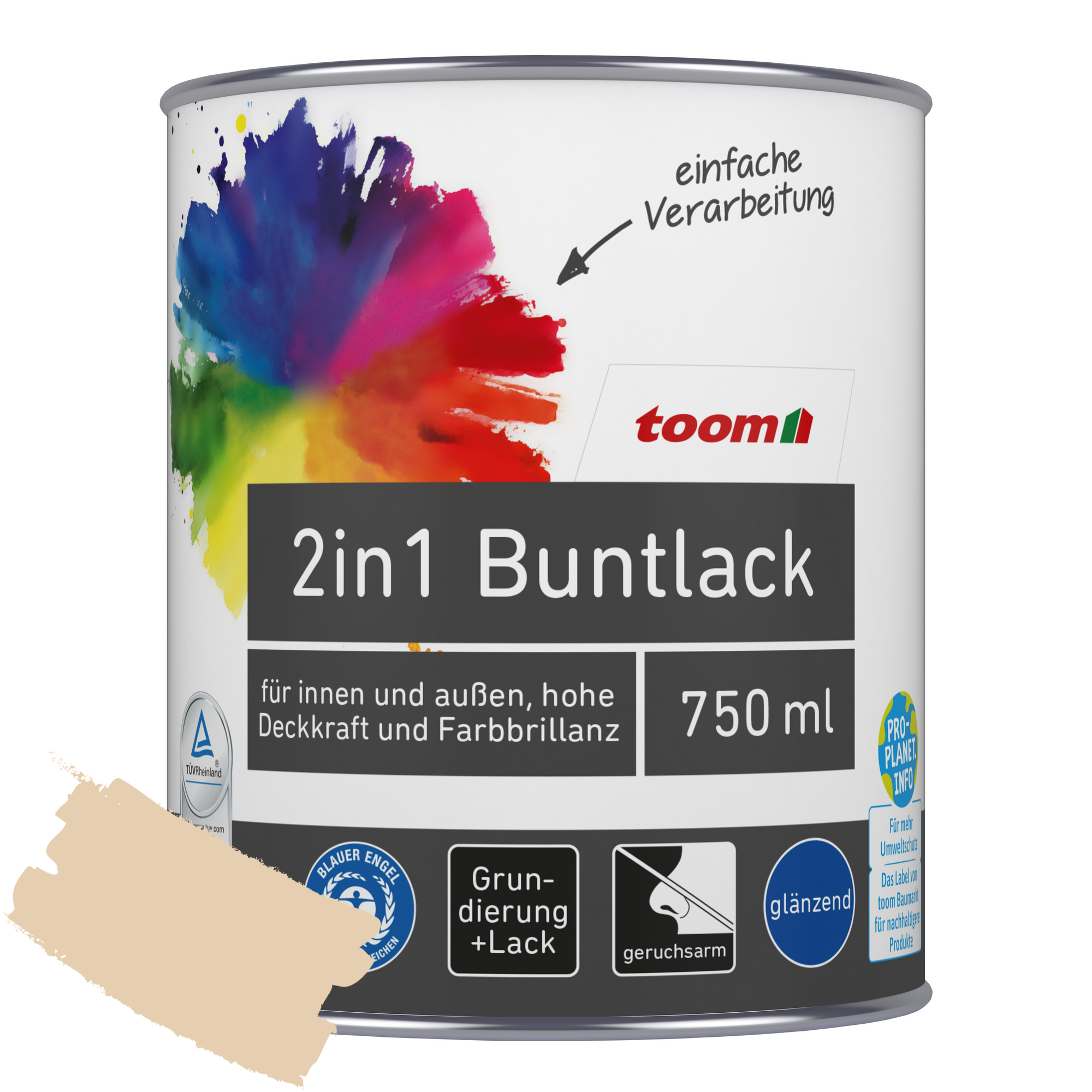 2in1 Buntlack 'Sonnenstrahl' hellelfenbein glänzend 750 ml + product picture