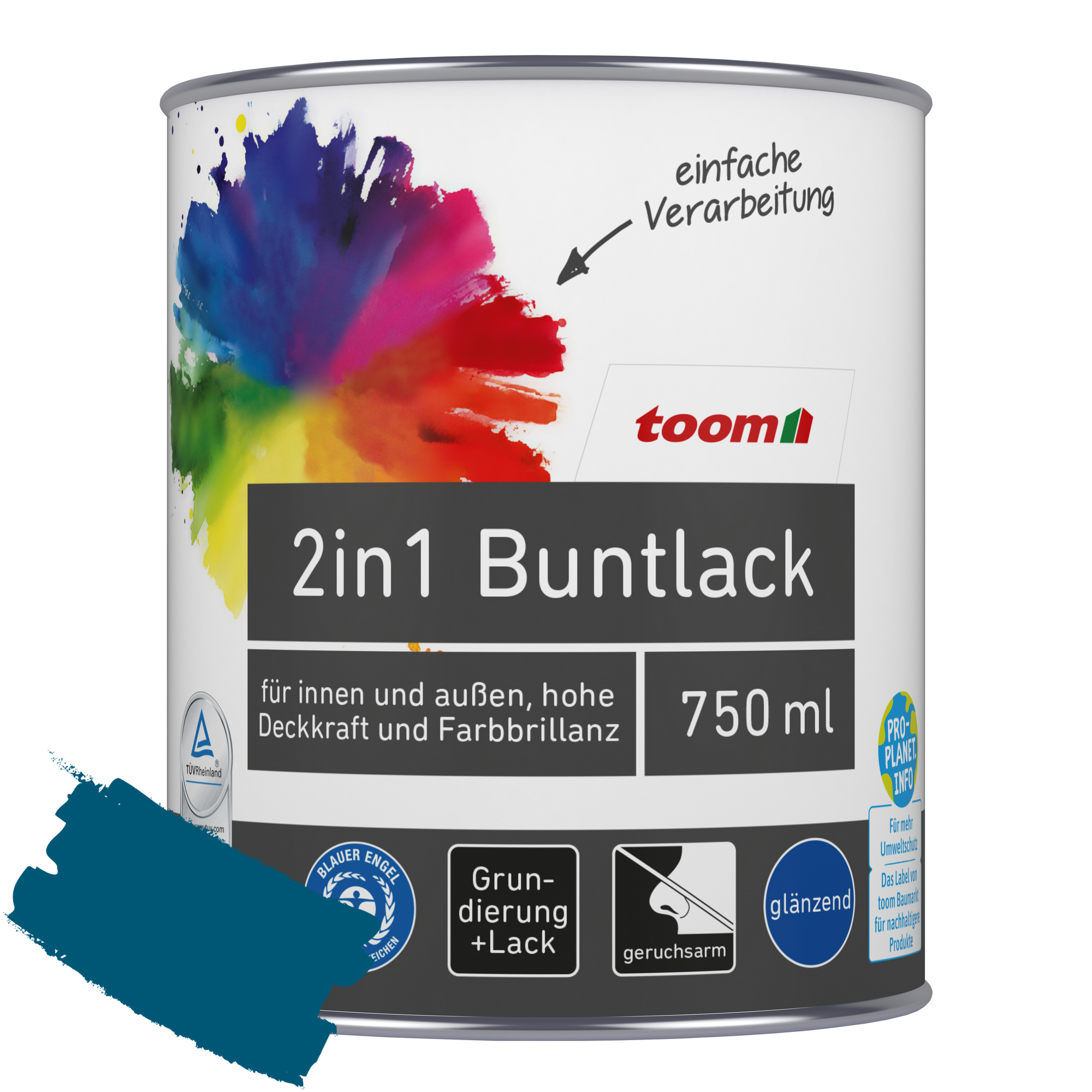2in1 Buntlack 'Blaupause' enzianblau glänzend 750 ml + product picture
