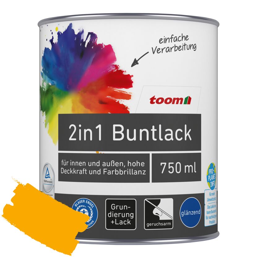 2in1 Buntlack 'Sonnenblume' orangegelb glänzend 750 ml