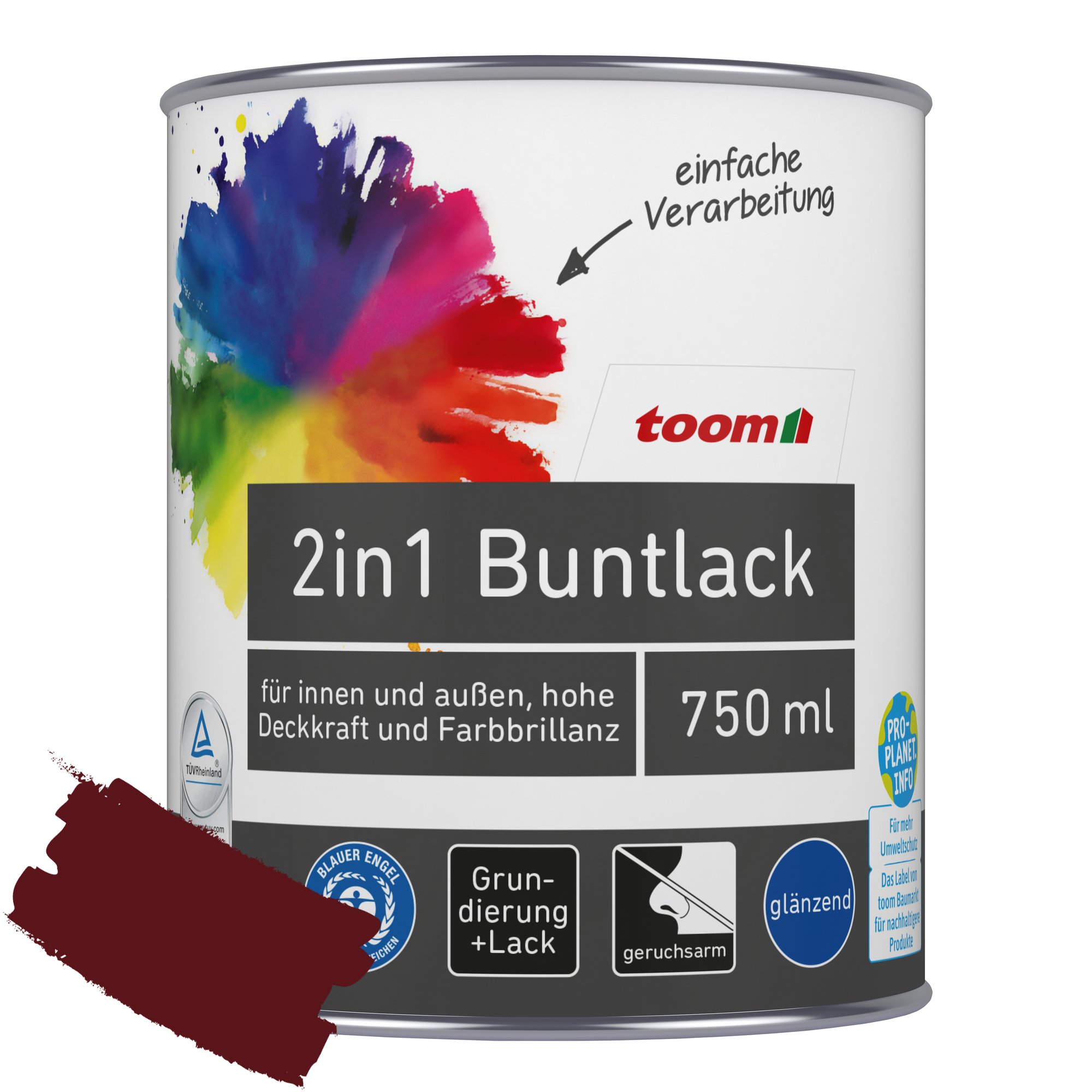 2in1 Buntlack 'Abendrot' purpurrot glänzend 750 ml + product picture